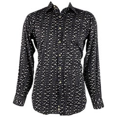ETRO Size L Black White Polka Dot Cotton Button Up Long Sleeve Shirt