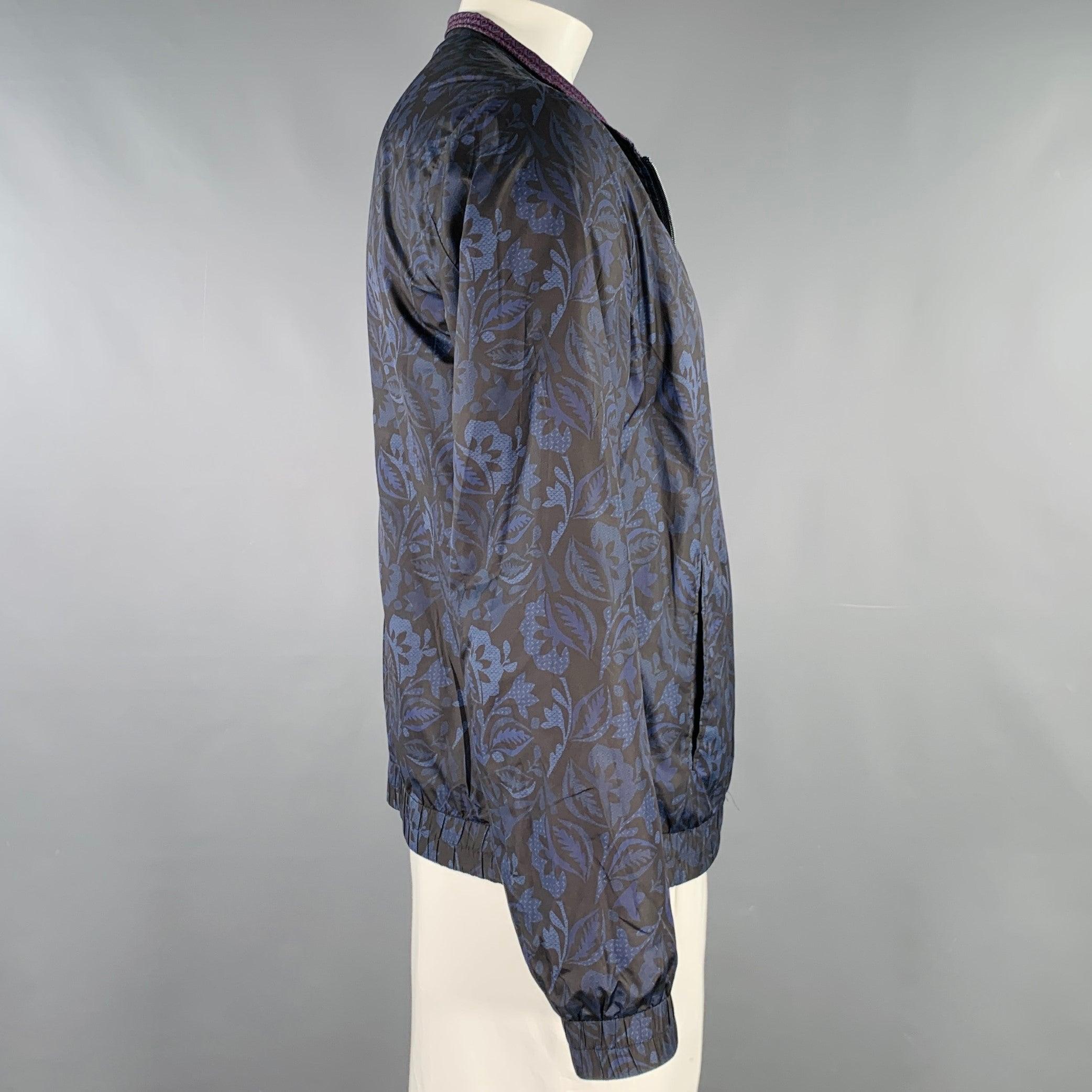 Noir ETRO Size L Blue Black Multi Color Polyester Reversible Jacket en vente