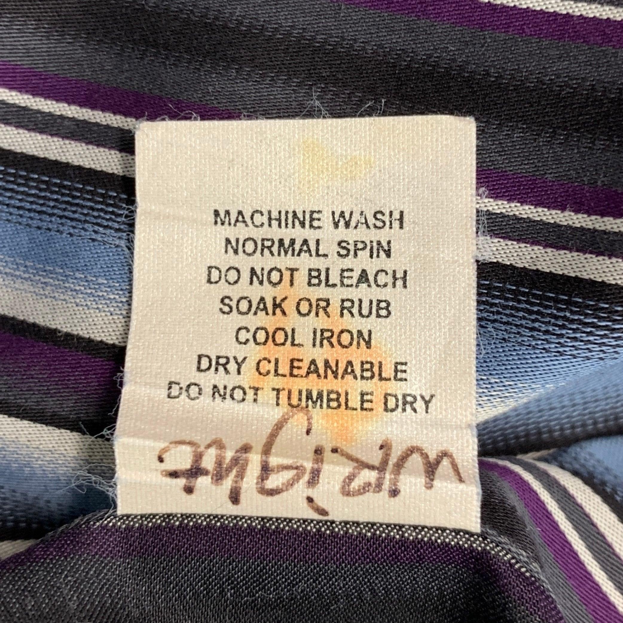 ETRO Size L Blue Purple Stripe Cotton Button Up Long Sleeve Shirt 2