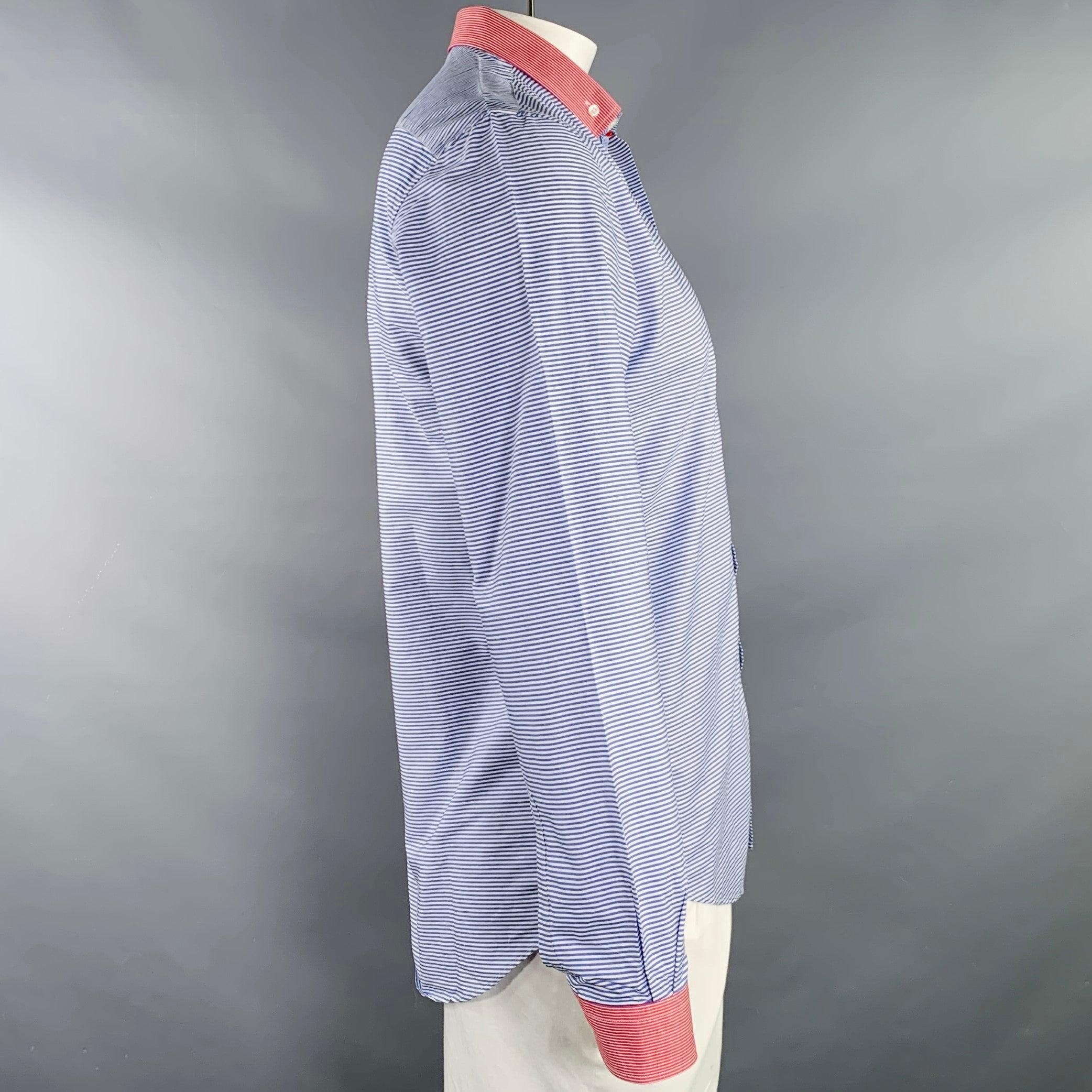 ETRO Talla L Camisa Manga Larga Rayas Azul Blanco Rojo Gris en venta