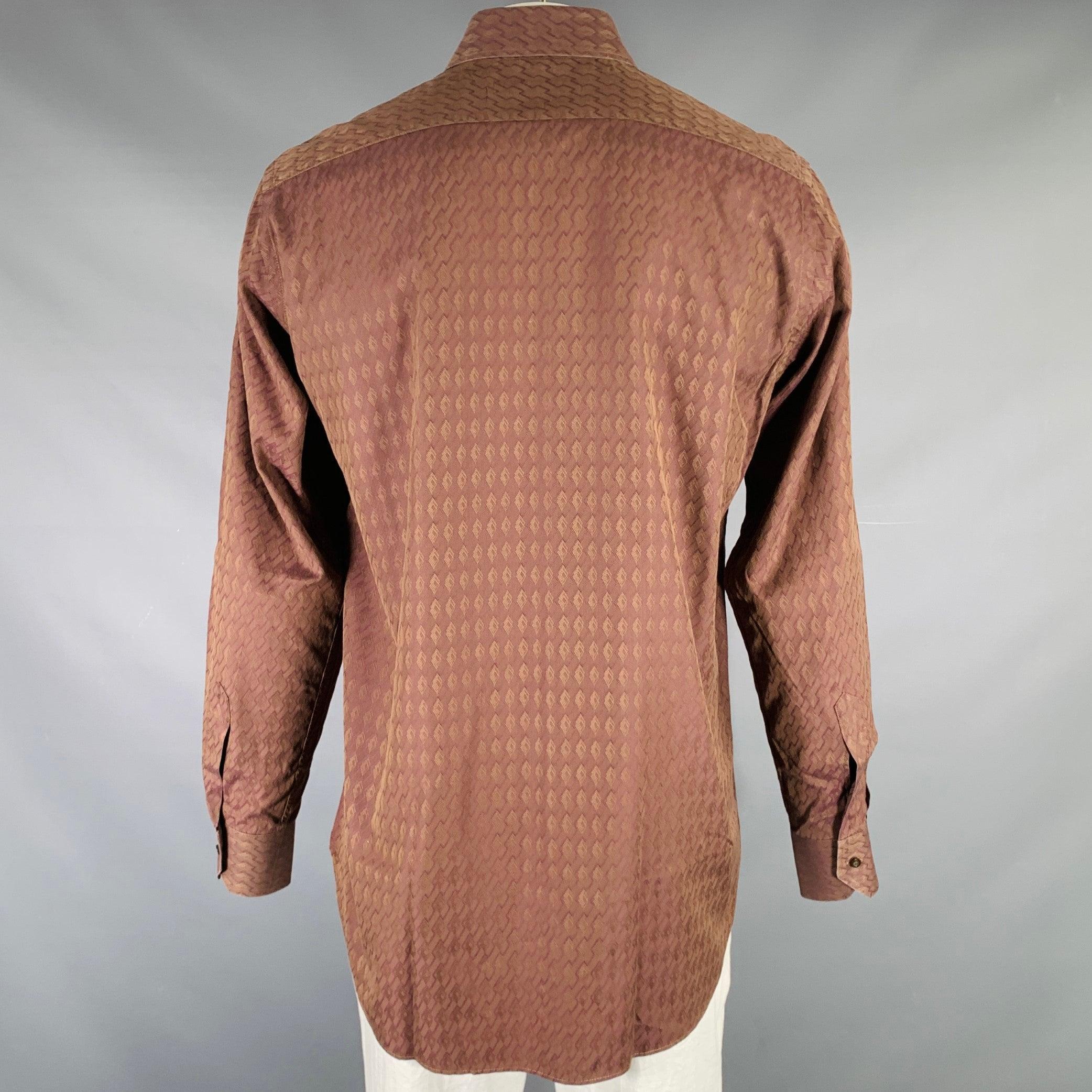 ETRO Größe L Brown Purple Geometric Cotton Button Up Long Sleeve Shirt im Zustand „Hervorragend“ im Angebot in San Francisco, CA
