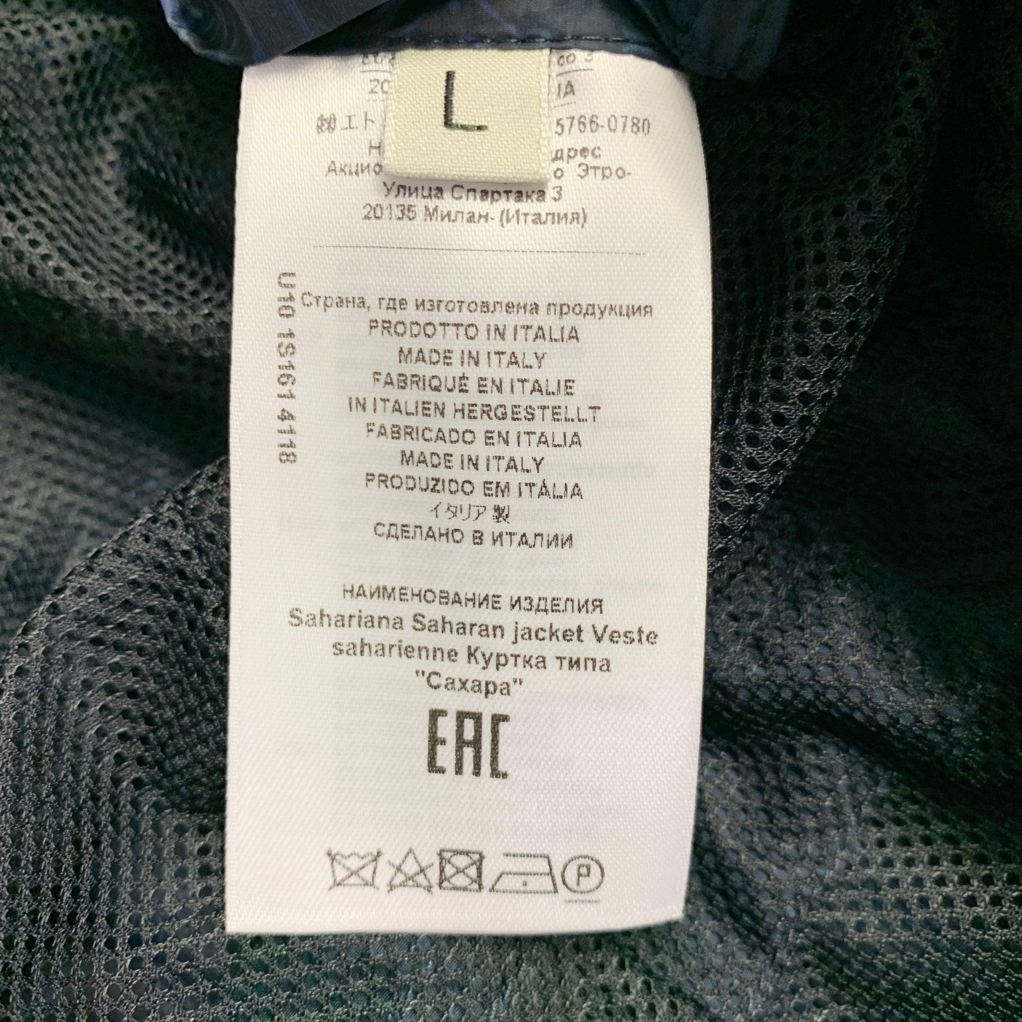 ETRO Size L Caxapa Black Navy Paisley Polyamide Buttoned Pockets Jacket 3