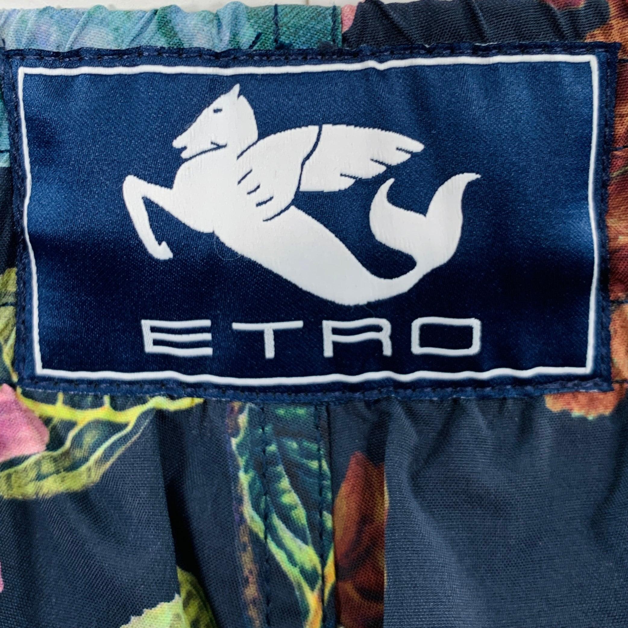 ETRO Größe L Mehrfarbige, geblümte Polyamide-Badetruhren (Schwarz) im Angebot