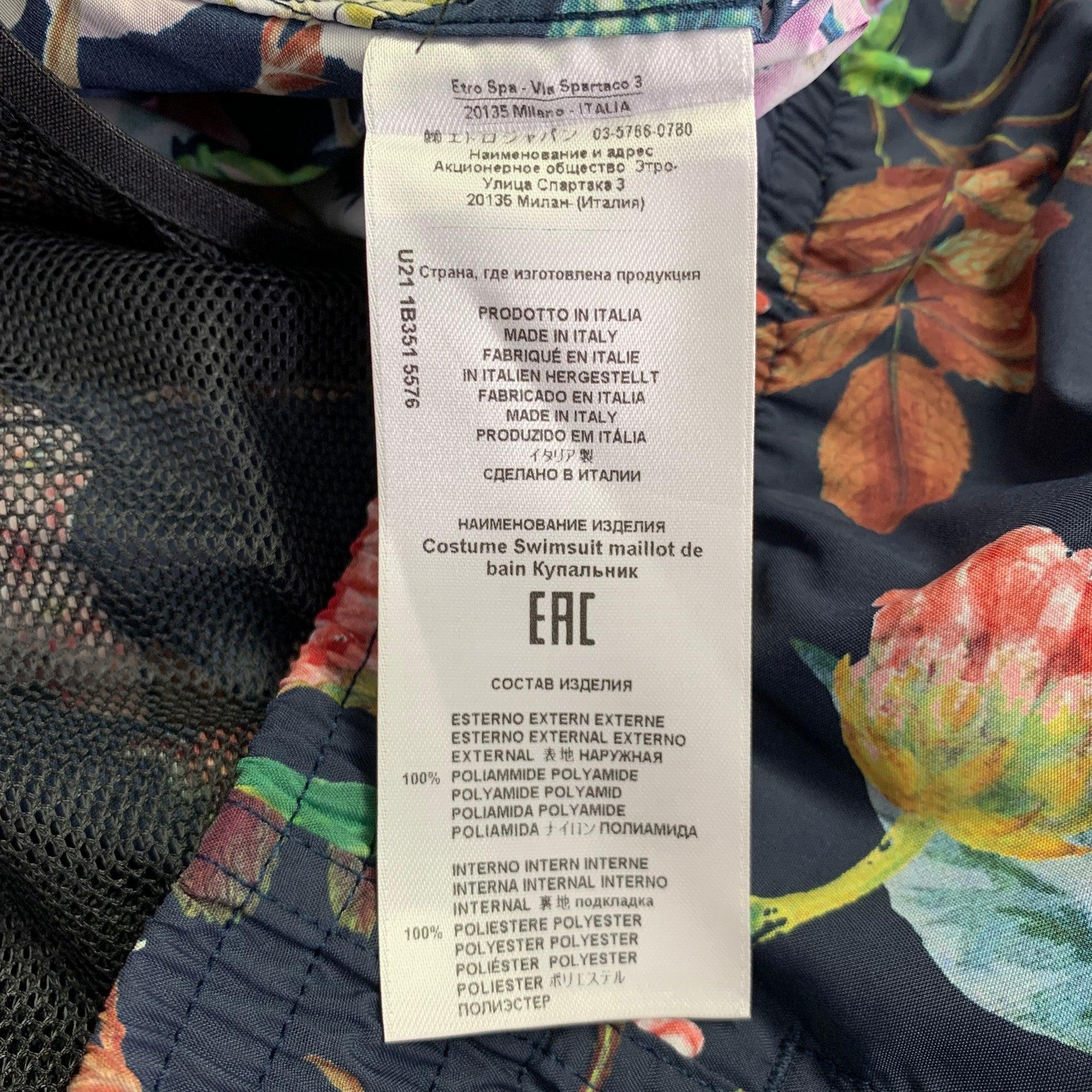ETRO Size L Multi Color Floral Polyamide Swim Trunks In Excellent Condition For Sale In San Francisco, CA
