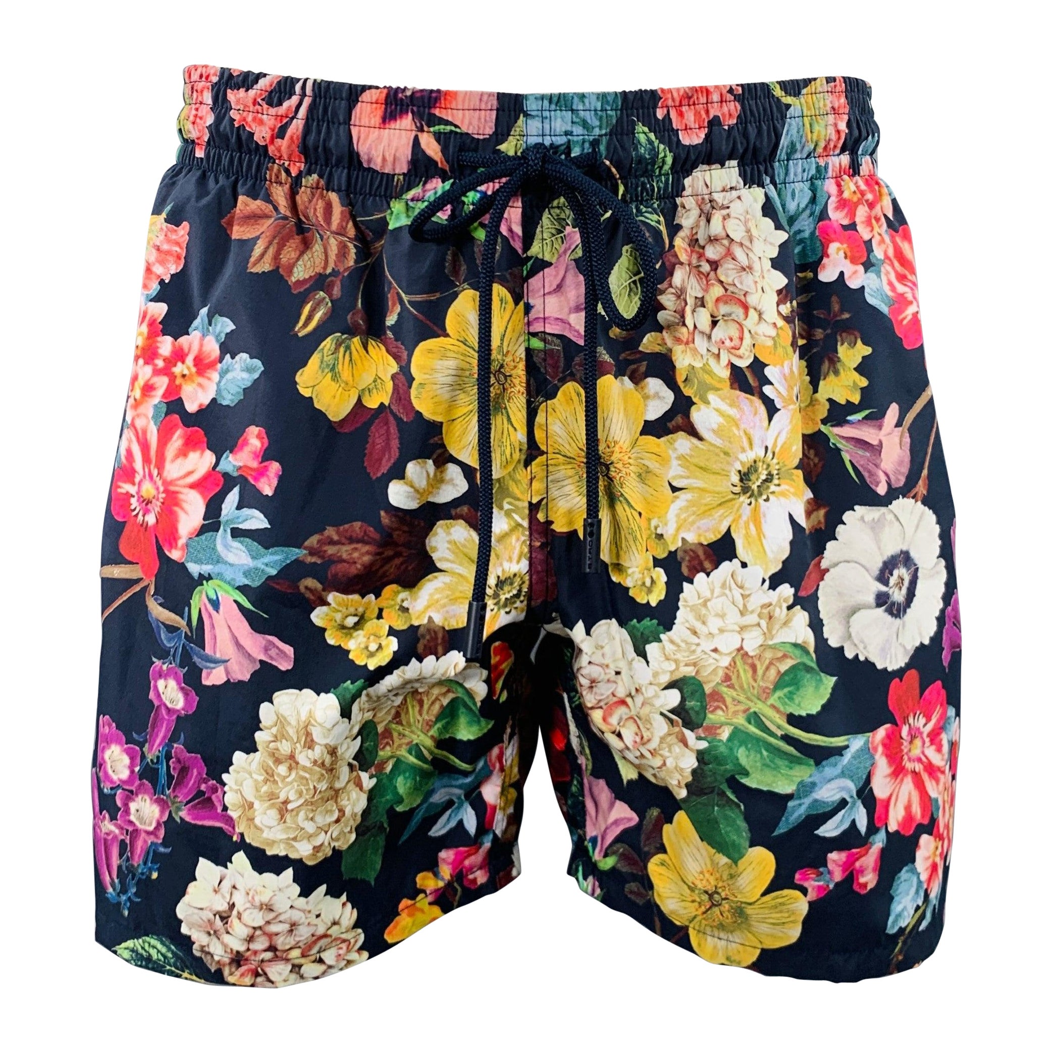 ETRO Size L Multi Color Floral Polyamide Swim Trunks