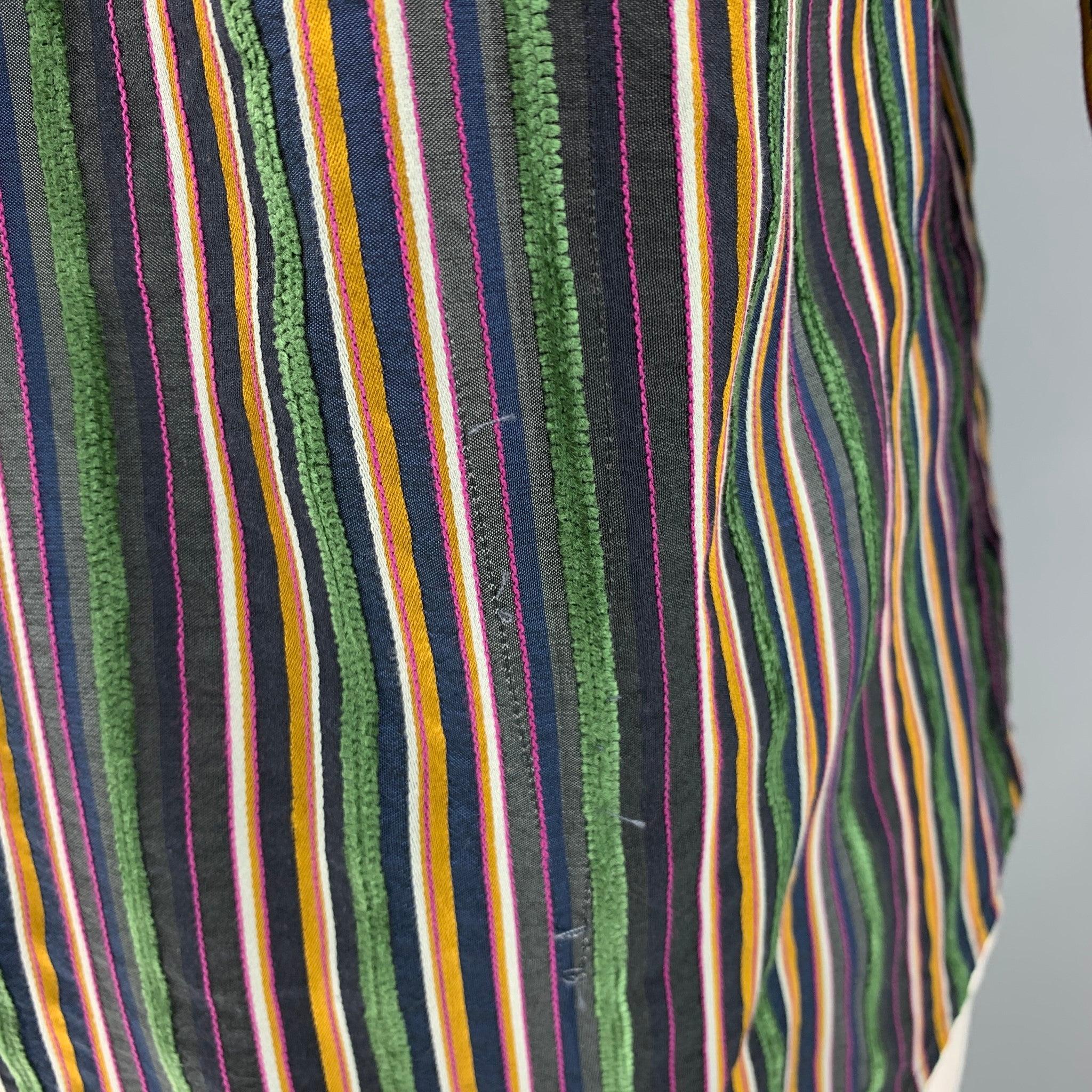 ETRO Size L Multi-Color Stripe Cotton Blend Button Up Long Sleeve Shirt For Sale 1