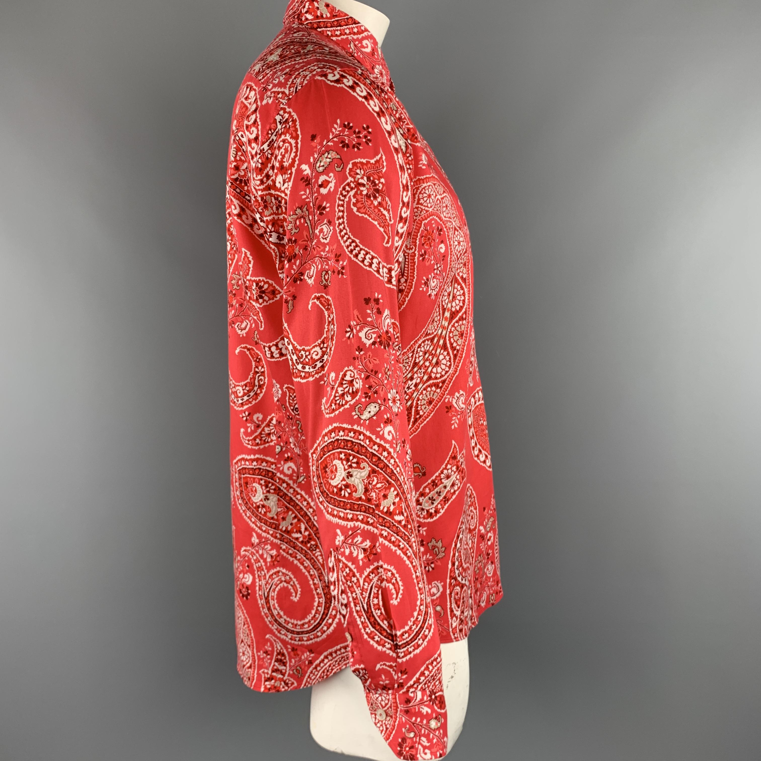 red paisley button up shirt