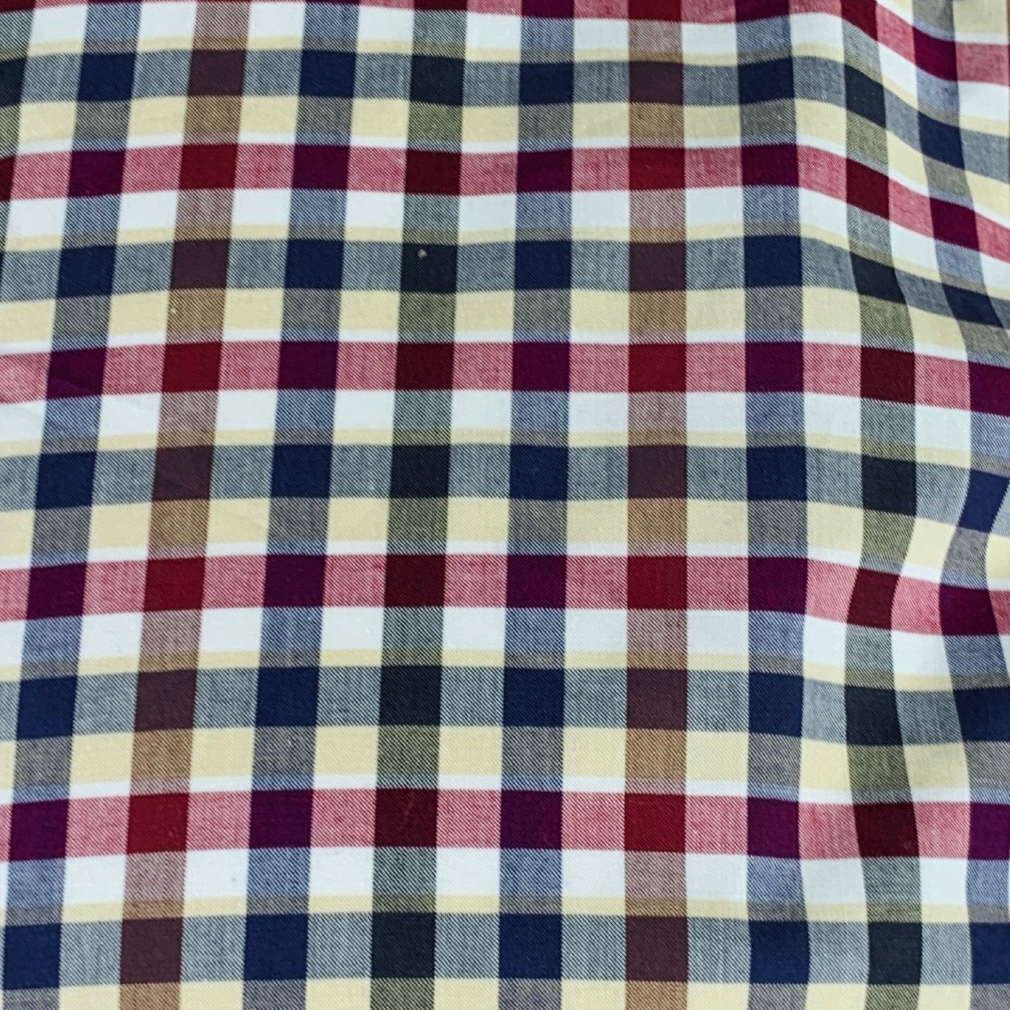 ETRO long sleeve shirt
in a navy and burgundy cotton woven fabric featuring a checkered pattern, button down collar, and button closure. Made in Italy.New with Tags. 

Marked:   42 

Measurements: 
 
Shoulder: 17.5 inches Chest: 50 inches Sleeve: 26
