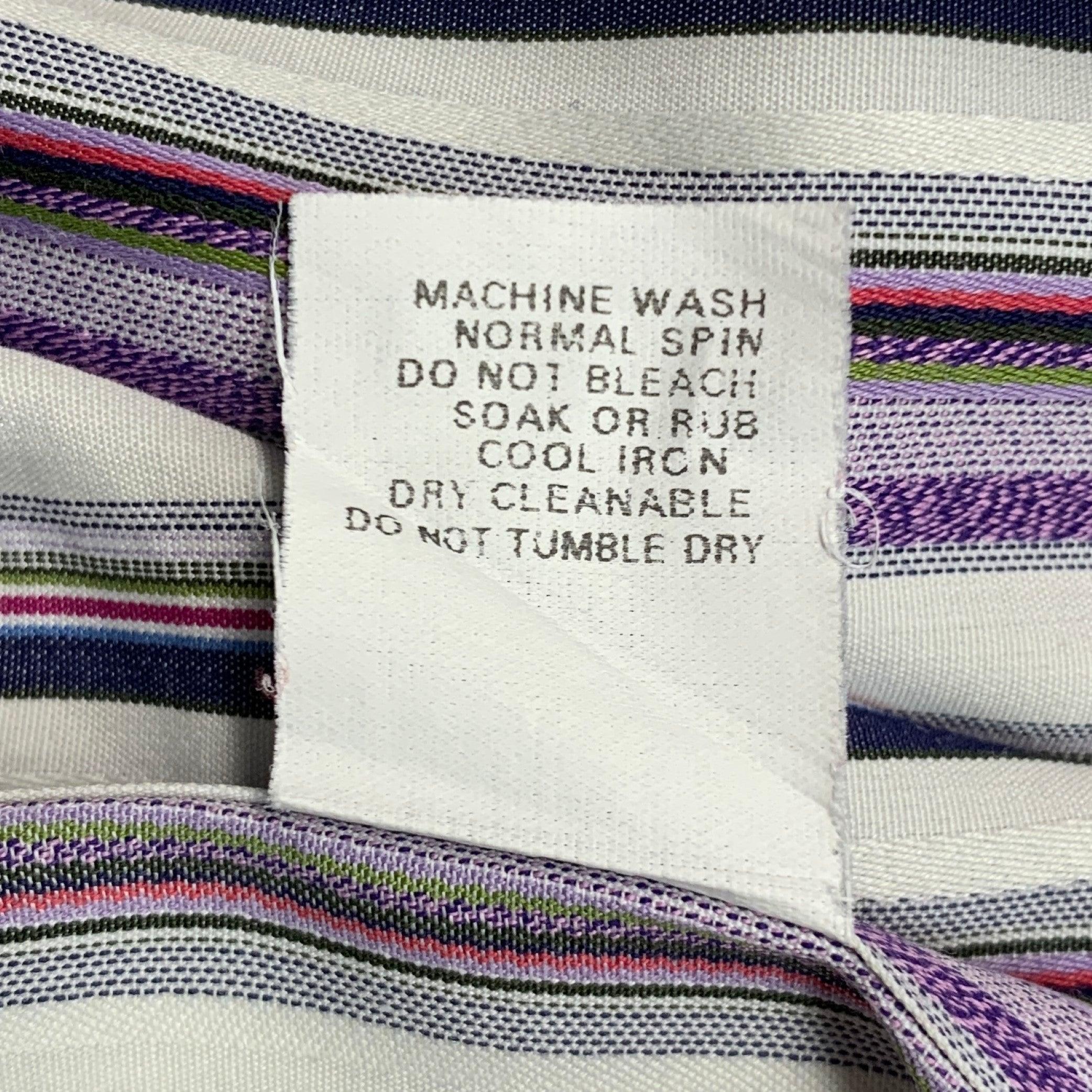 ETRO Size L White Purple Stripe Cotton Button Up Long Sleeve Shirt For Sale 2