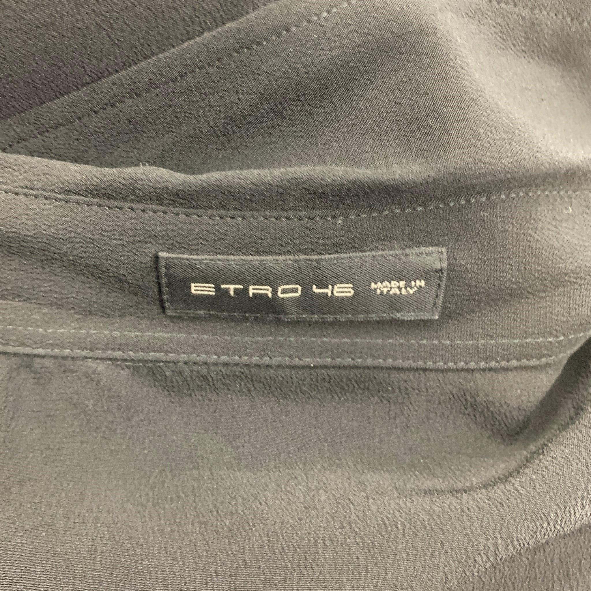 ETRO Größe M Schwarzes mehrfarbiges Seidenhemd mit Applikationen und Knopfleiste im Angebot 2