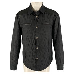 ETRO Size M Black Quilted Nylon Snaps Jacket