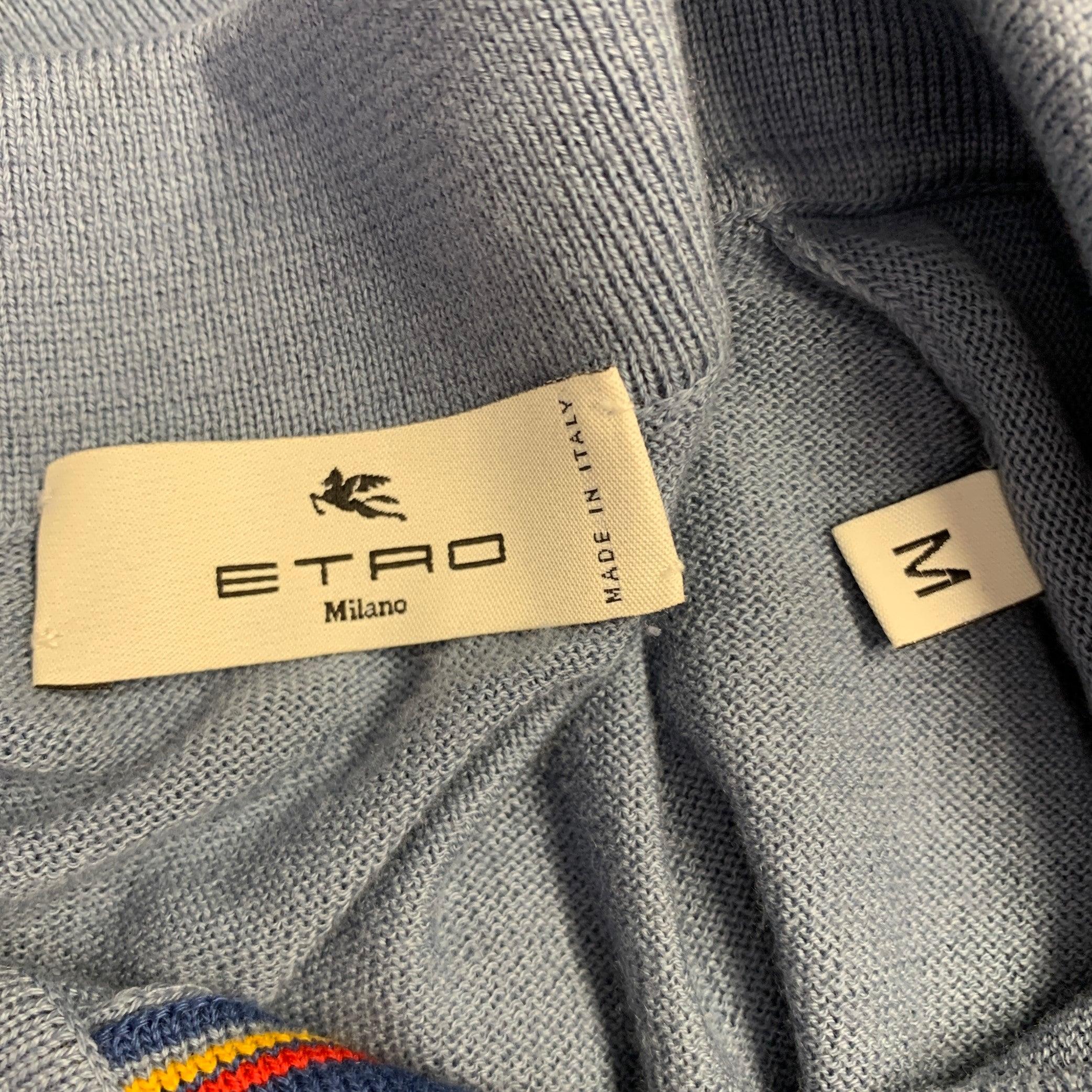 Polo à manches courtes en tricot brodé bleu ETRO Taille M Pour hommes en vente