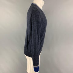 ETRO Talla M Jersey Cuello en V Lana Gris Azul Heather