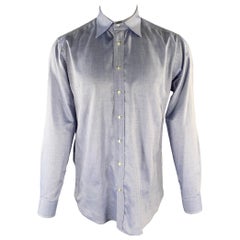 Etro Size M Blue Pointed Collar Long Sleeve Shirt
