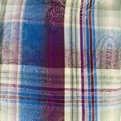 ETRO Size M Blue Purple Plaid Cotton Button Up Long Sleeve Shirt