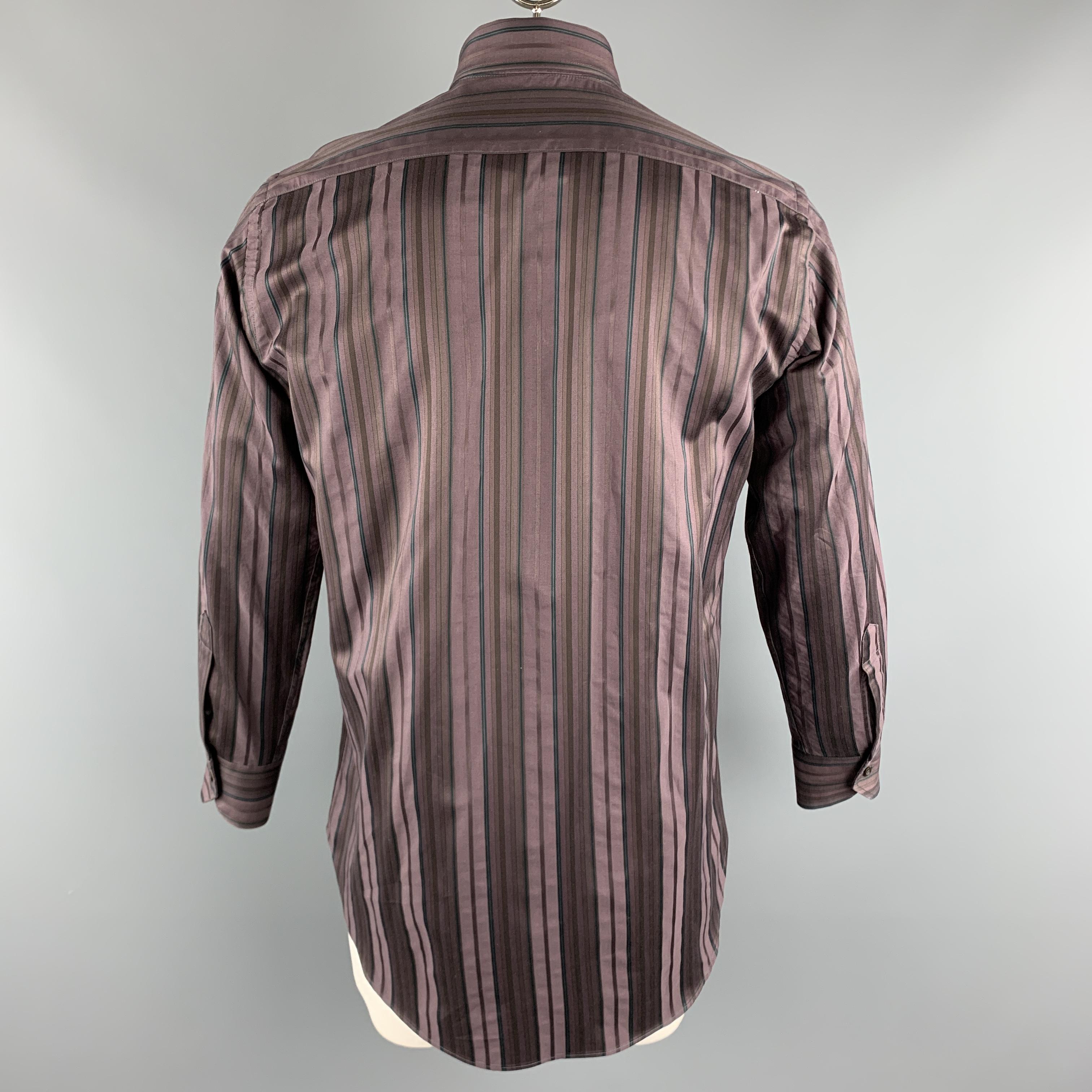 brown striped long sleeve shirt