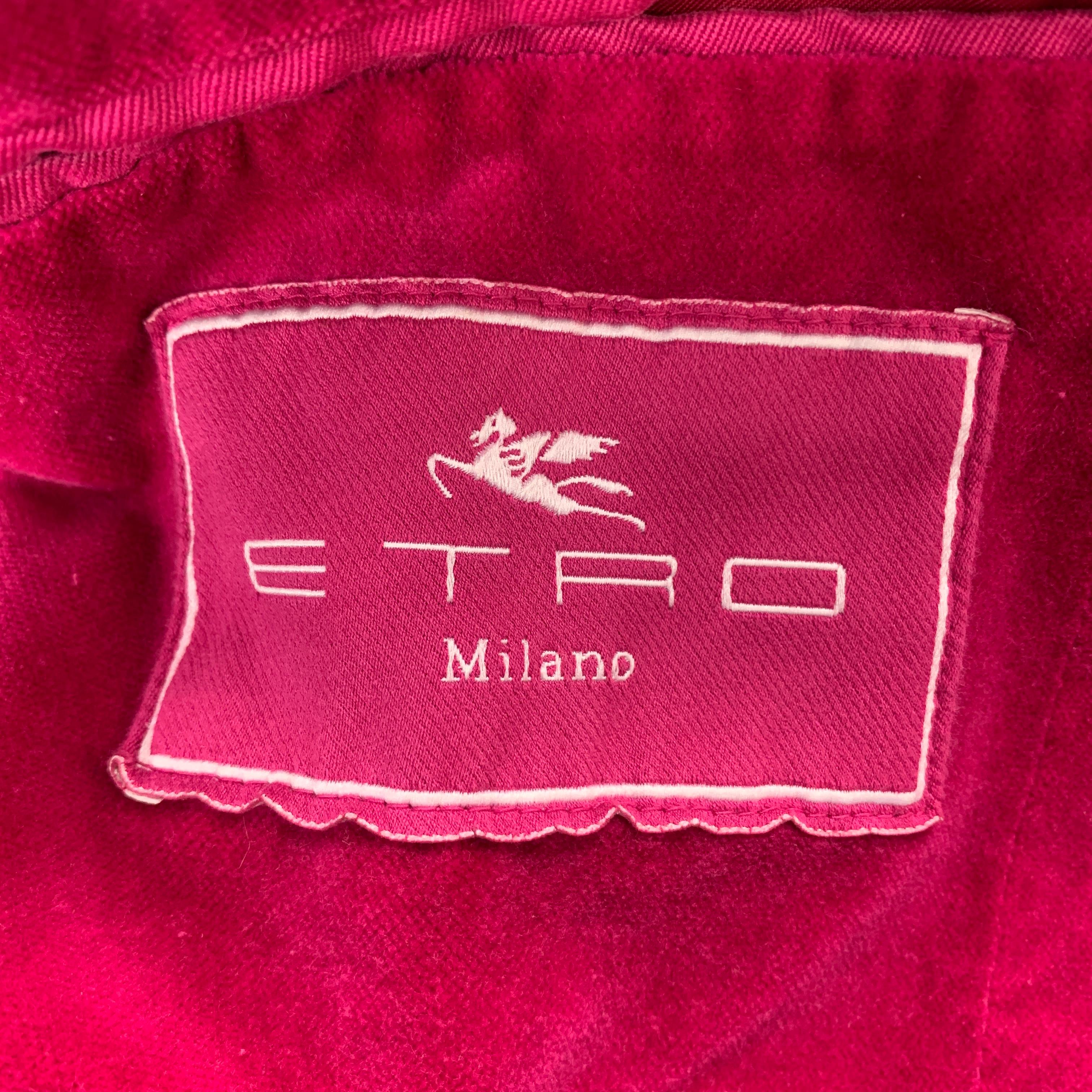 ETRO Size M Fuchsia Cotton Velvet Notch Lapel Sport Coat In Good Condition In San Francisco, CA