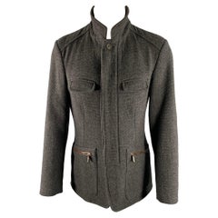 ETRO Größe M Graubraun Heather Brown Wool Notch CollarJacket