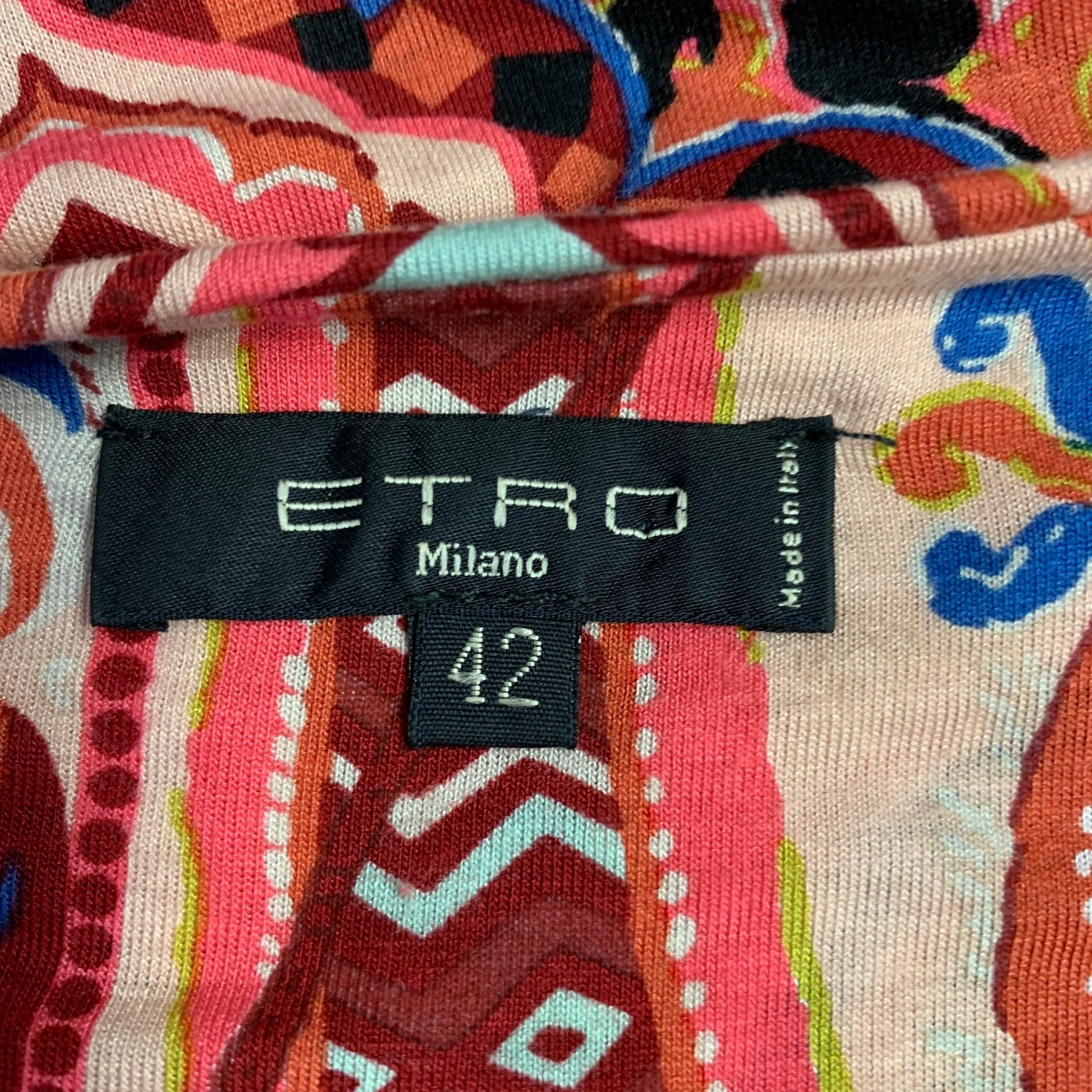 ETRO Size M Pink Multi Color Paisley Scoop Neck Casual Top In Excellent Condition For Sale In San Francisco, CA