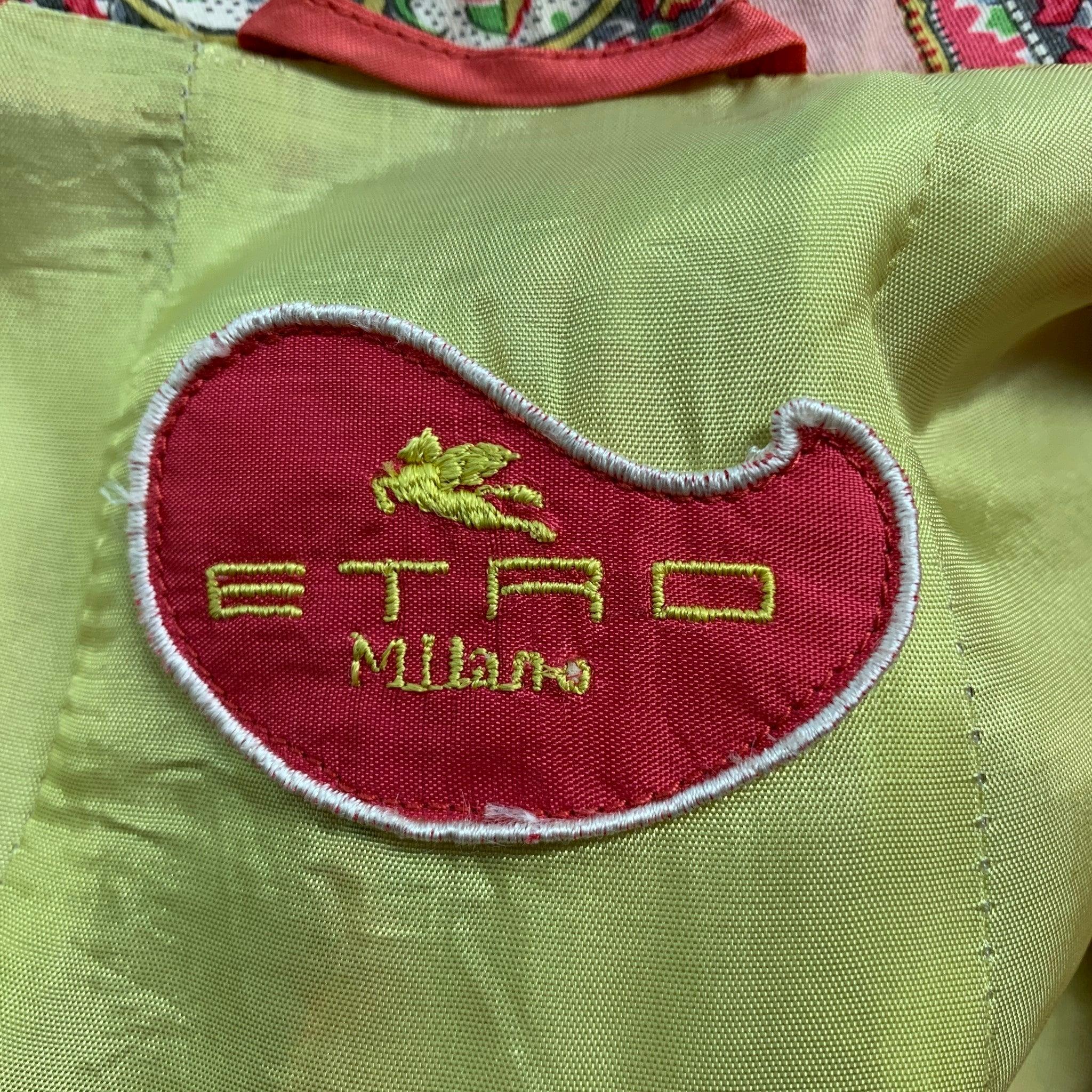 ETRO Size M Pink Red Cotton Elastane Paisley Blazer For Sale 2