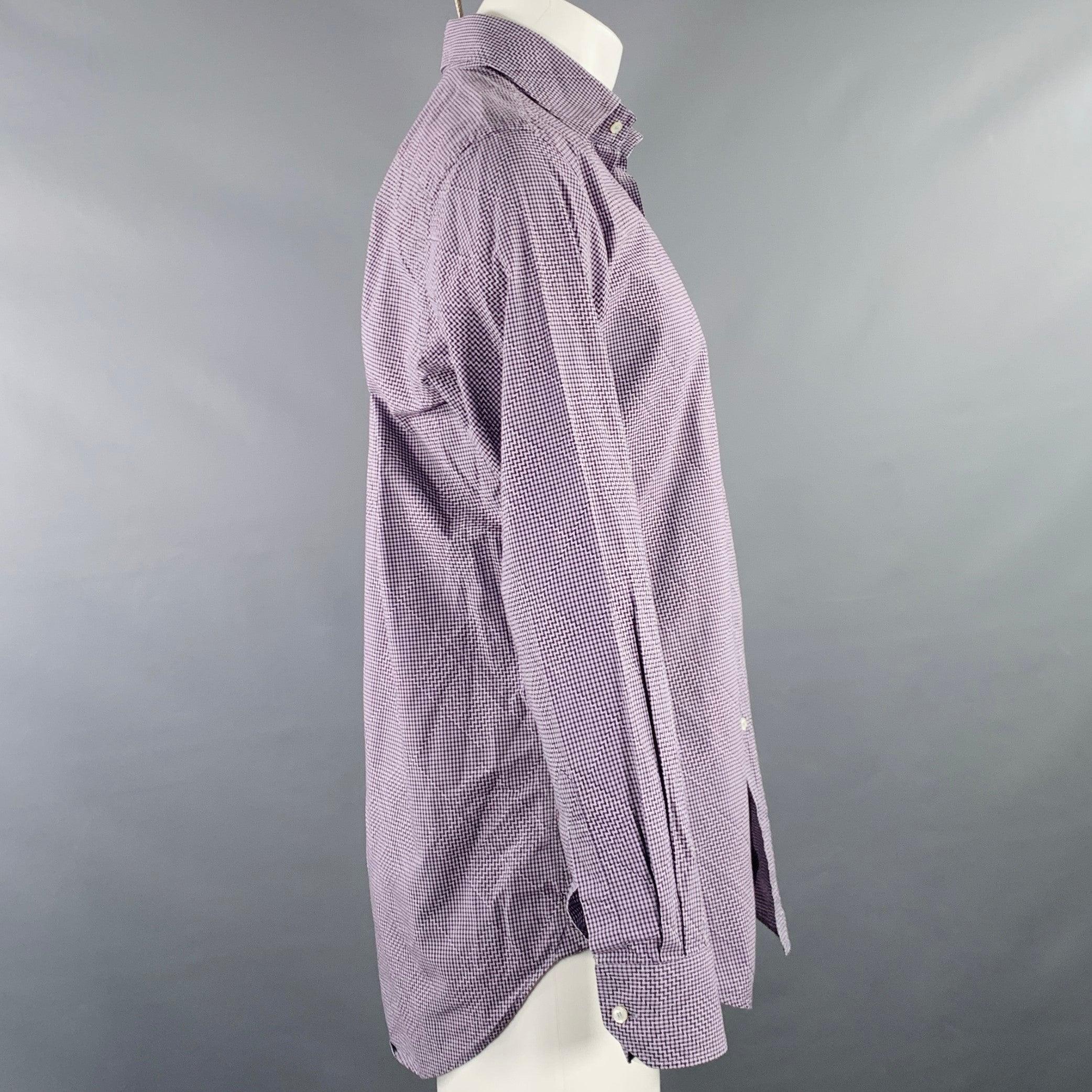 Grigio ETRO Taglia M Camicia a maniche lunghe in cotone a quadri viola con bottone in vendita