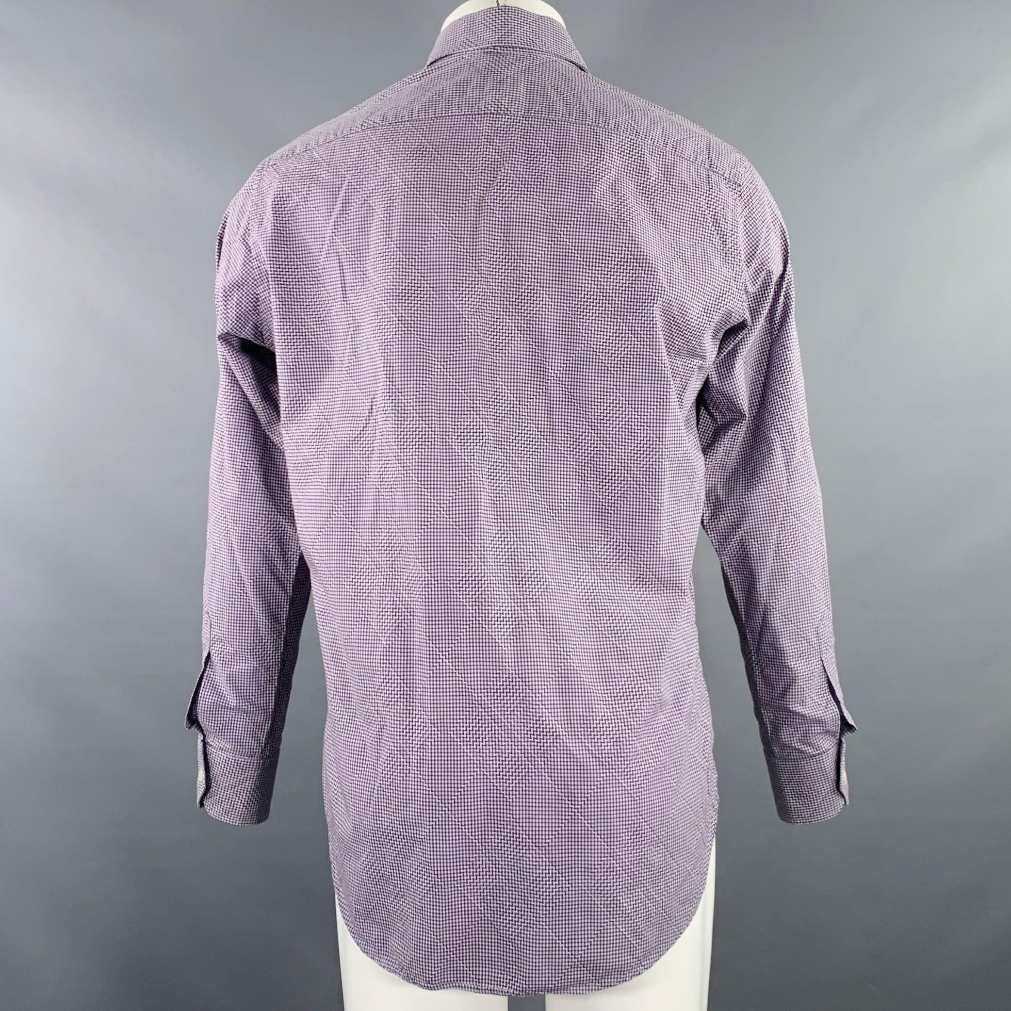 ETRO Taglia M Camicia a maniche lunghe in cotone a quadri viola con bottone In condizioni ottime in vendita a San Francisco, CA