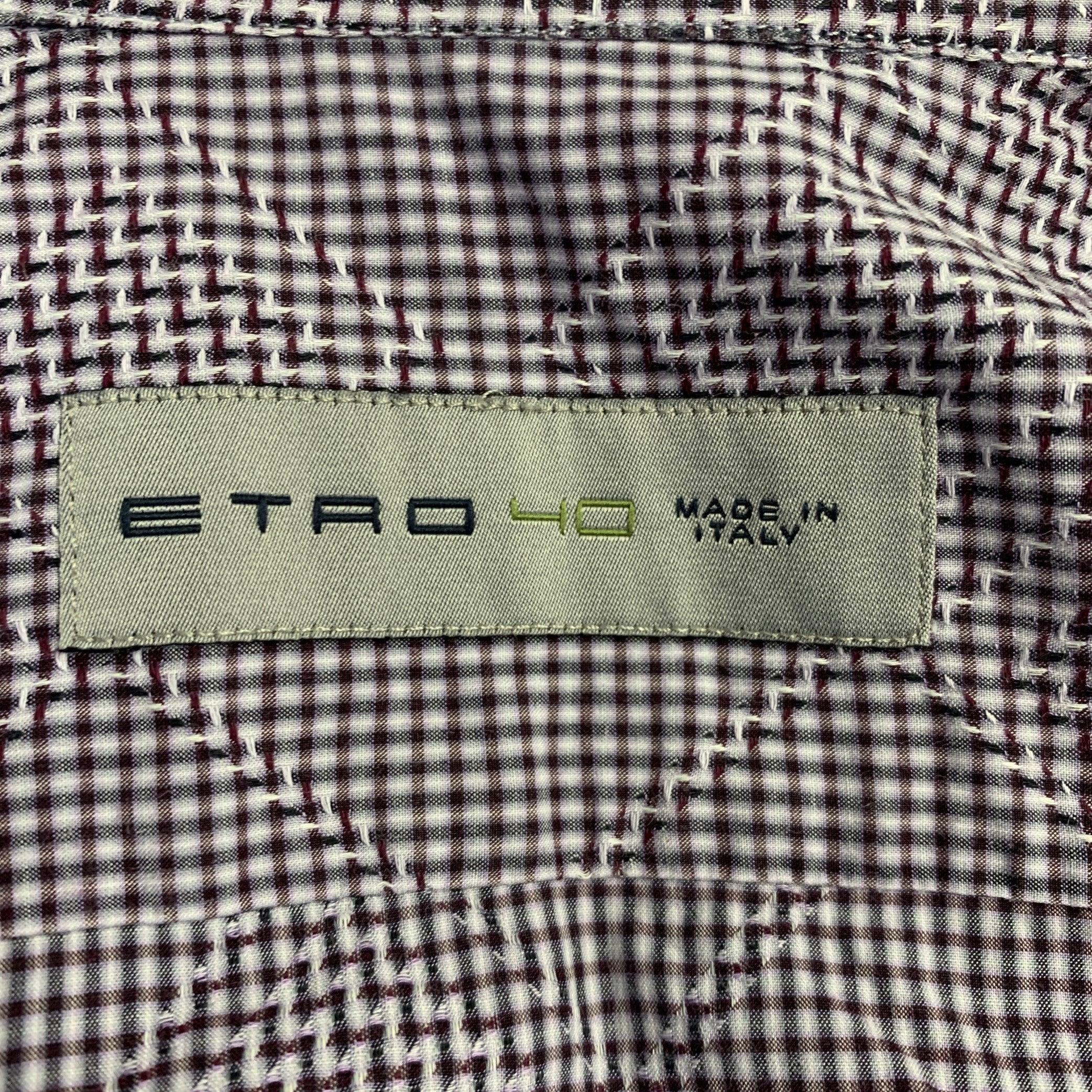 Uomo ETRO Taglia M Camicia a maniche lunghe in cotone a quadri viola con bottone in vendita