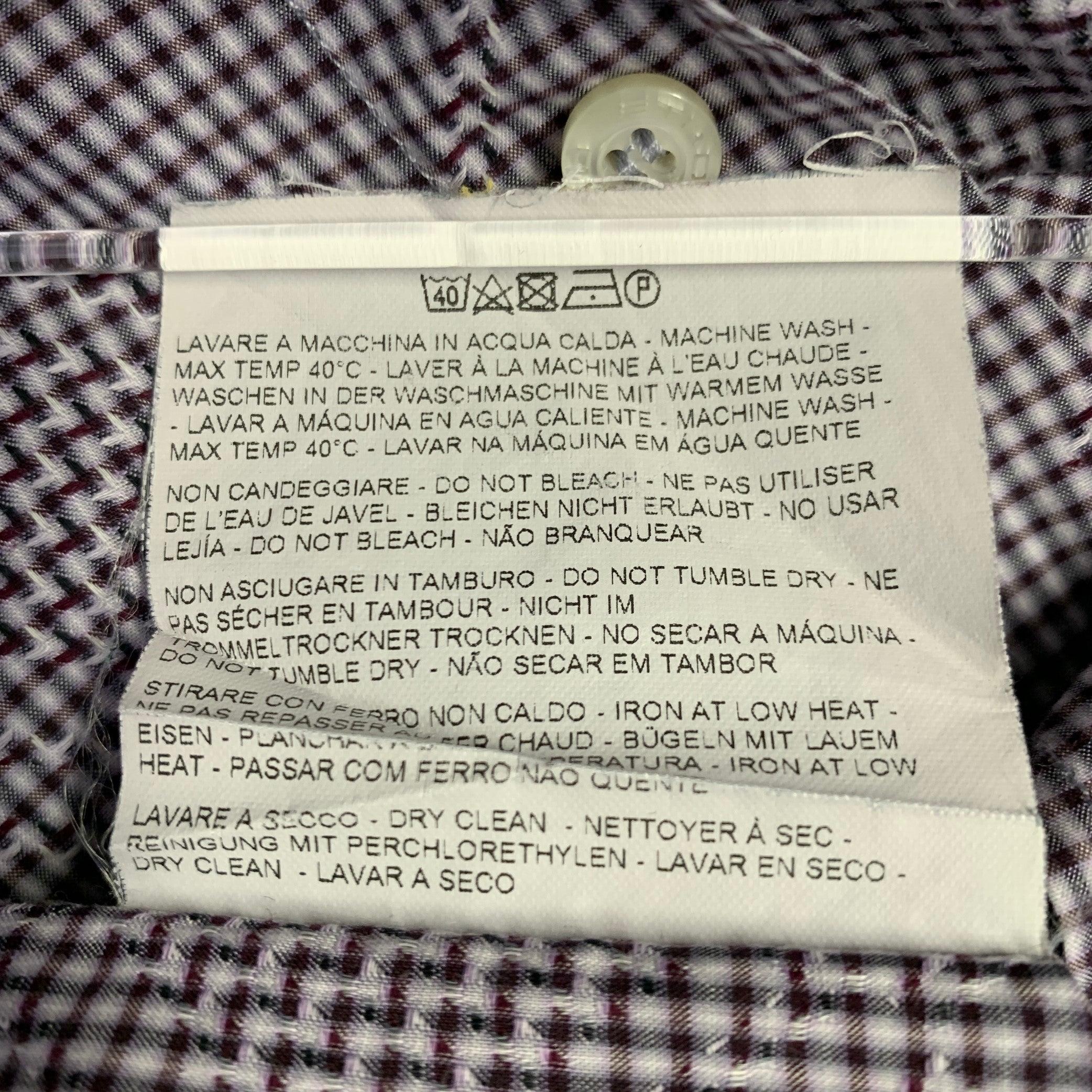 ETRO Taglia M Camicia a maniche lunghe in cotone a quadri viola con bottone in vendita 2