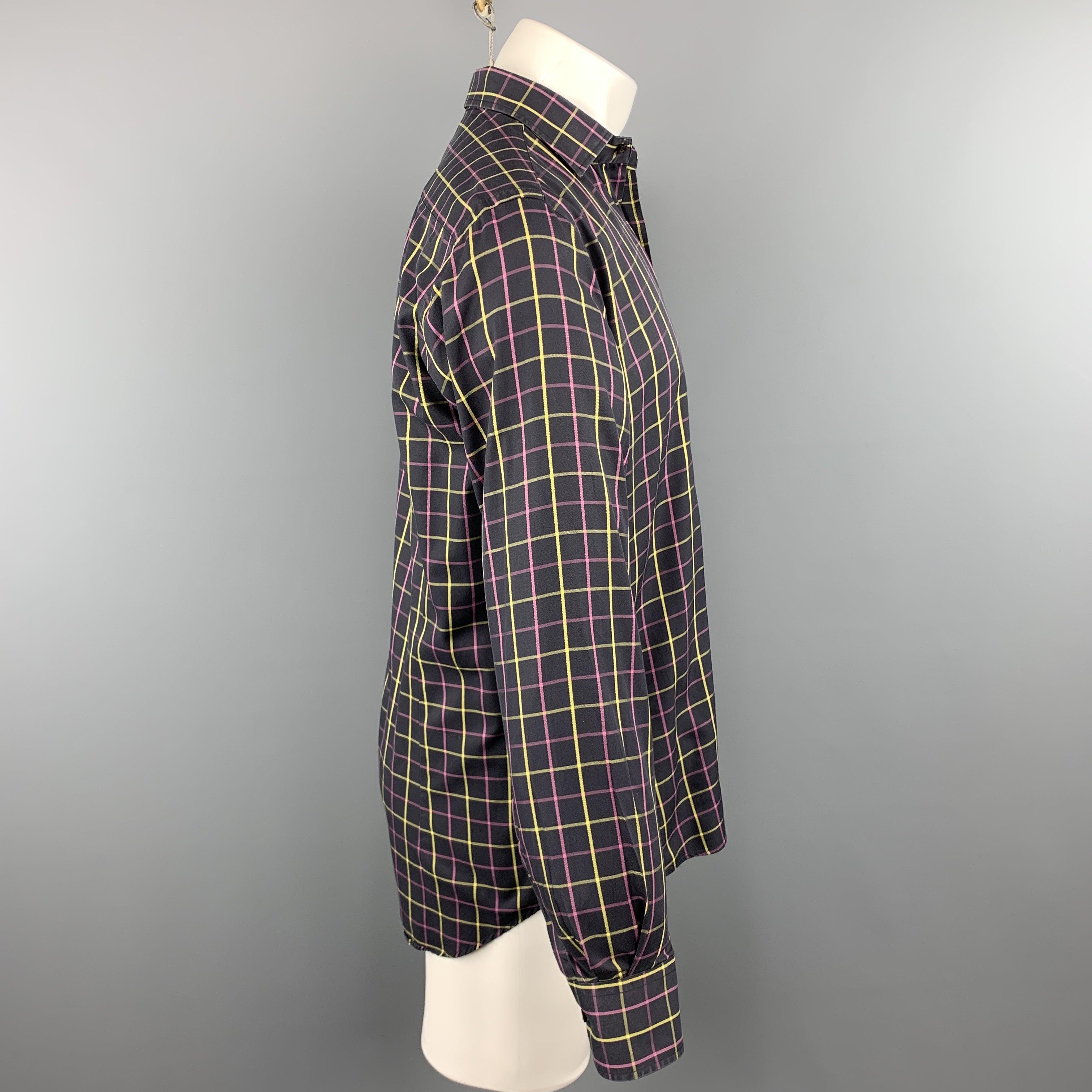 ETRO Size M Purple Plaid Cotton Button Up Long Sleeve Shirt In Excellent Condition For Sale In San Francisco, CA