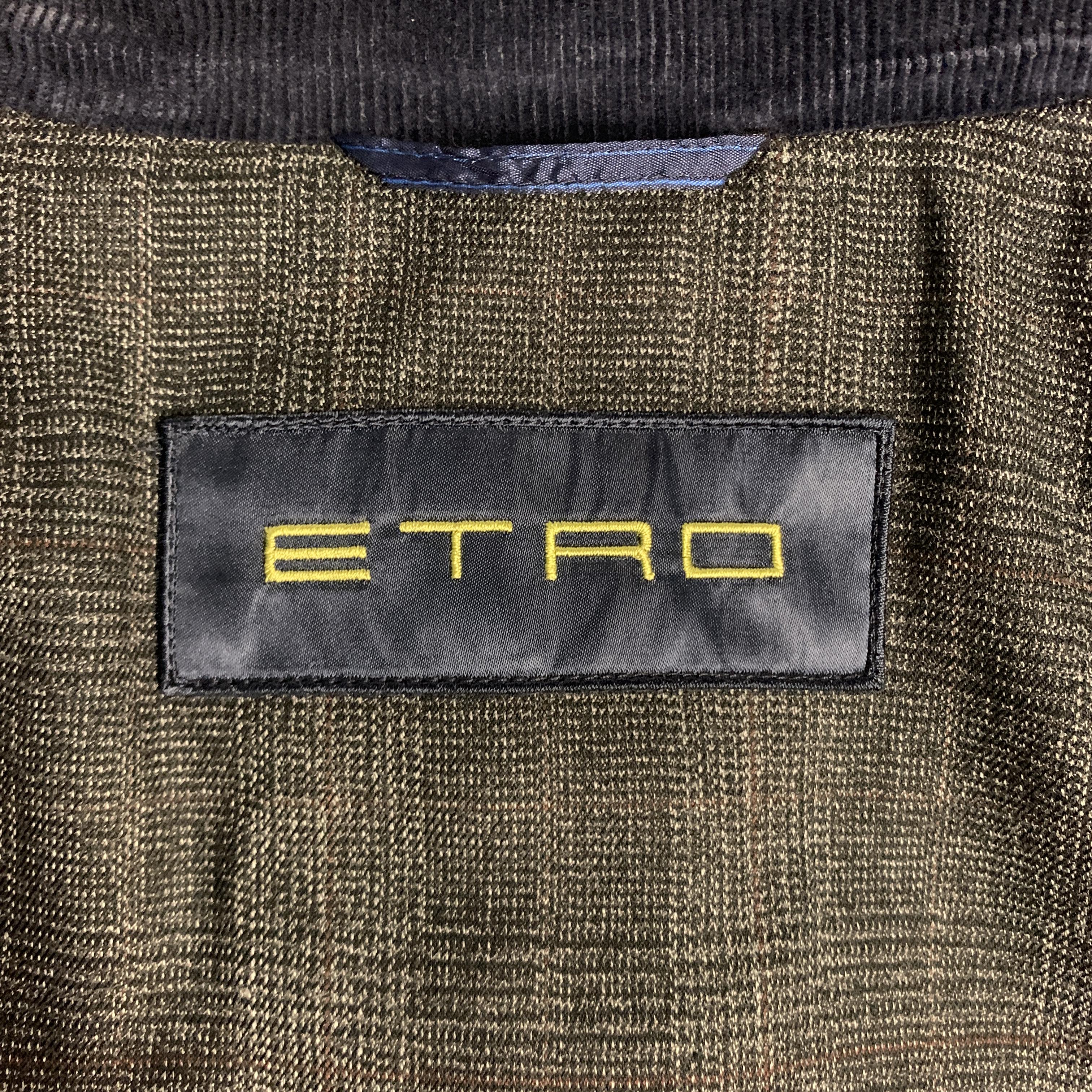 ETRO Size M Quilted Navy Nylon Corduroy Notch Lapel Elbow Patches Jacket 4