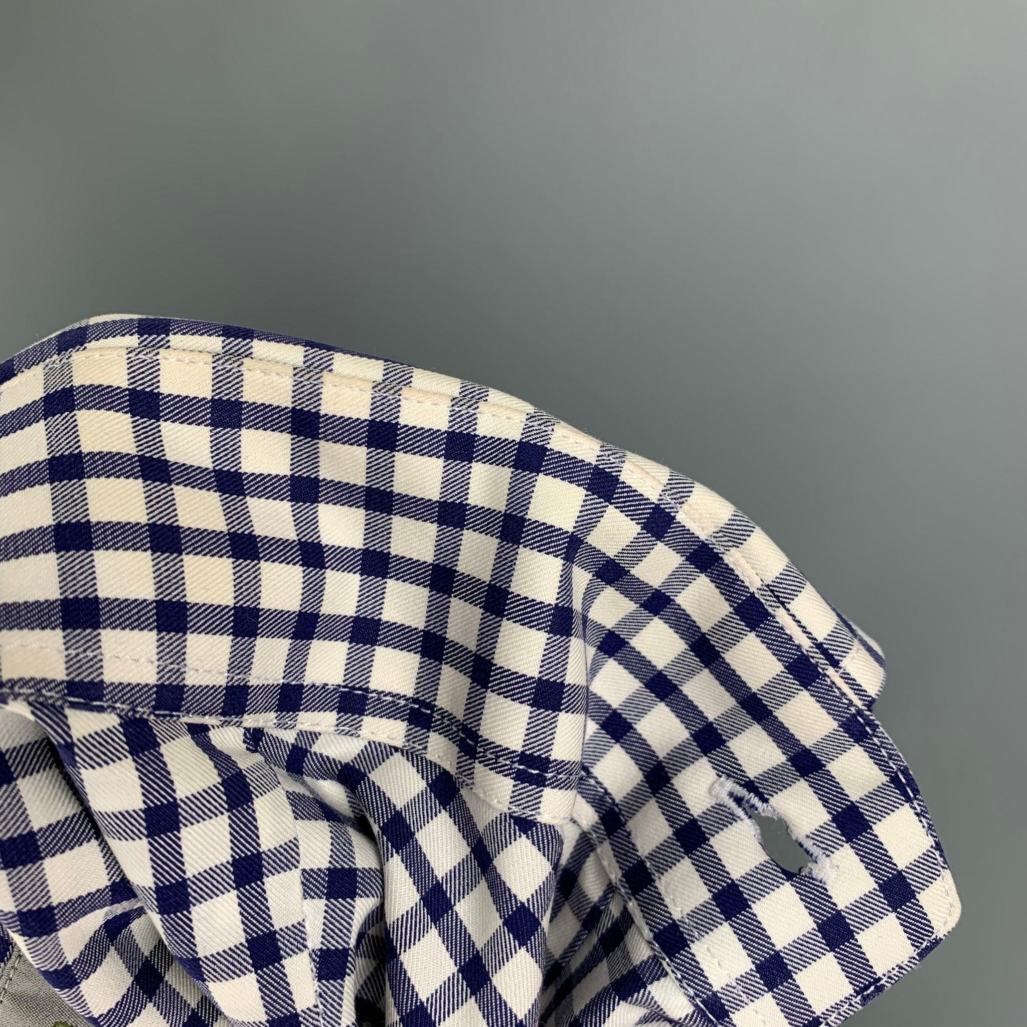 ETRO Size M White Blue Checkered Long Sleeve Shirt For Sale 1