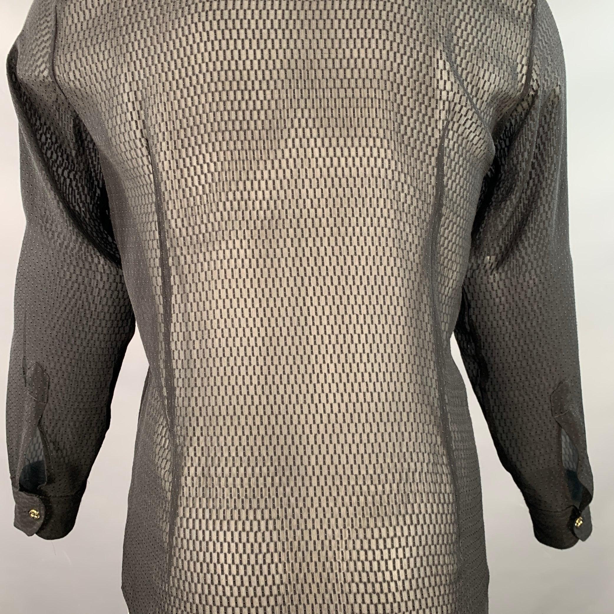 ETRO Size S Chemise à manches longues géométrique noire transparente Pour hommes en vente