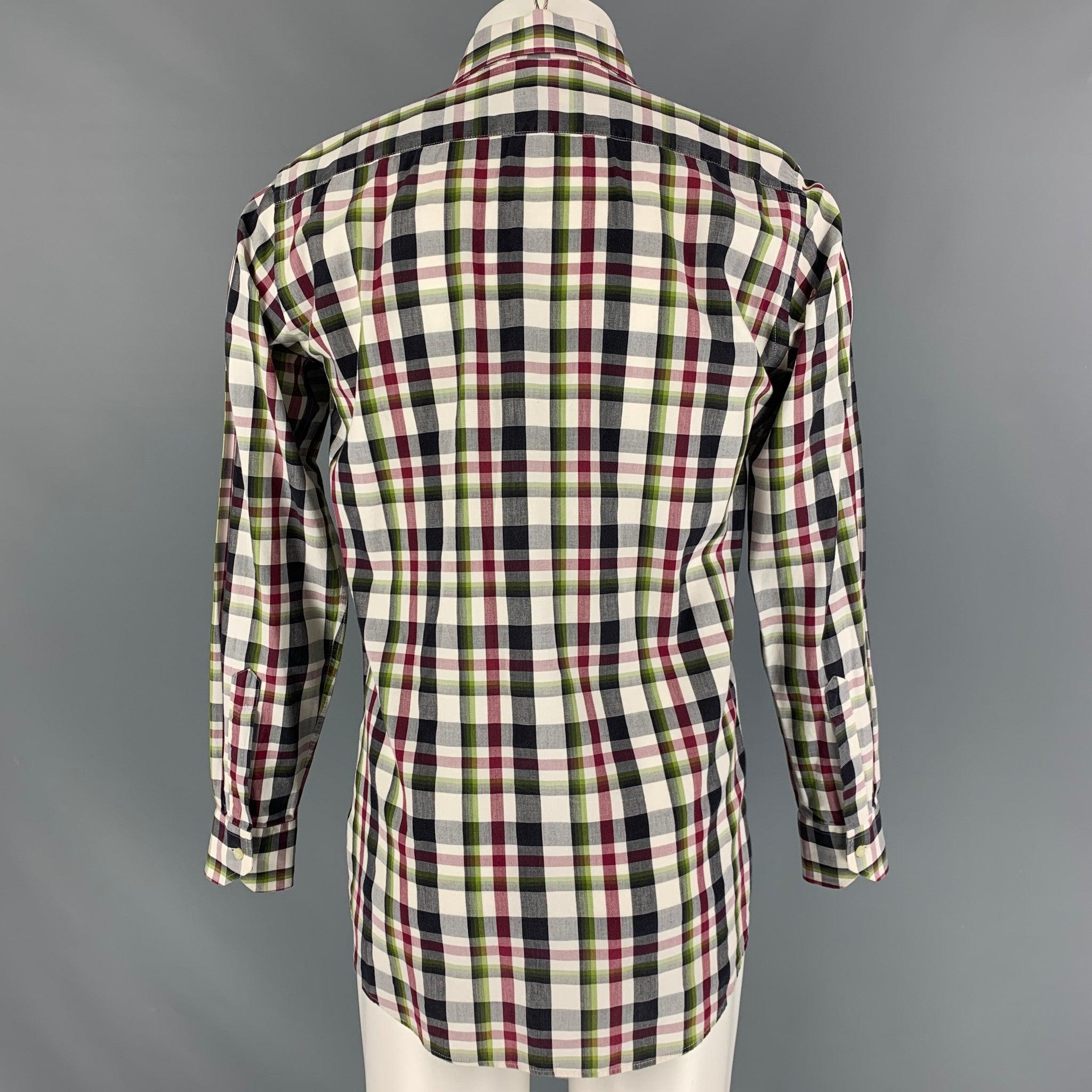 ETRO Size S Multi-Color Plaid Cotton Button Up Long Sleeve Shirt In Excellent Condition For Sale In San Francisco, CA