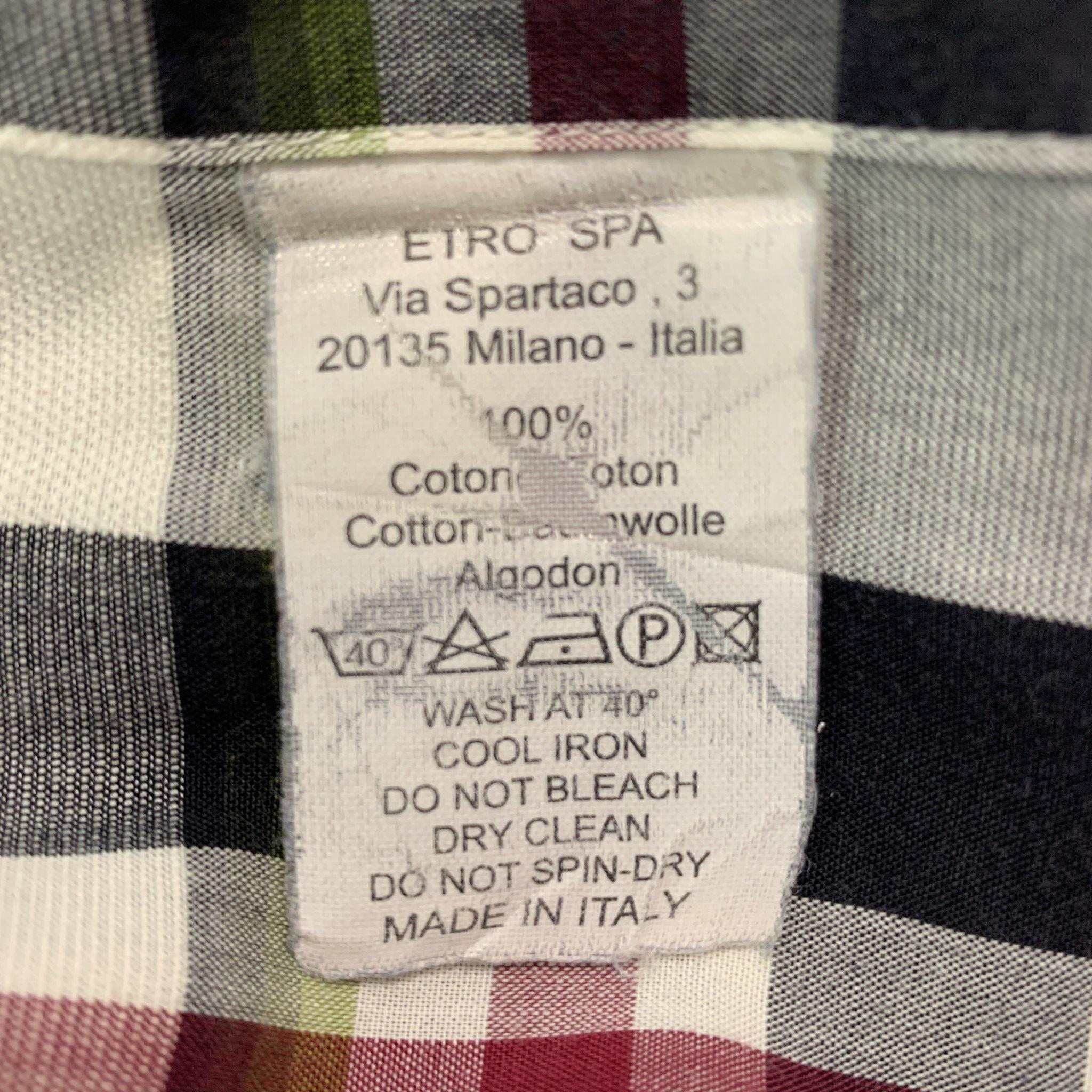 ETRO Size S Multi-Color Plaid Cotton Button Up Long Sleeve Shirt For Sale 1