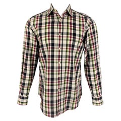 ETRO Size S Multi-Color Plaid Cotton Button Up Long Sleeve Shirt