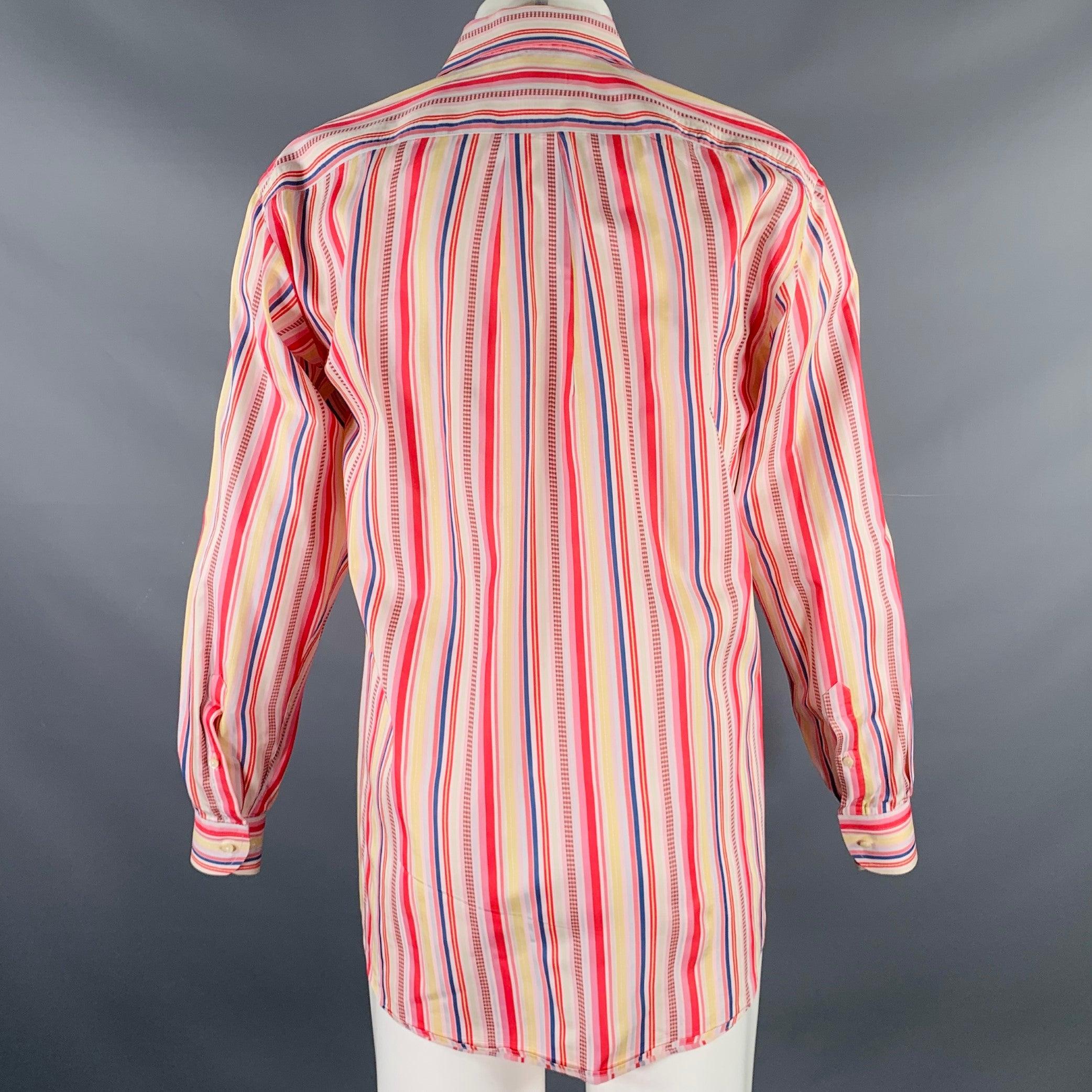 ETRO Talla S Camisa de manga larga con botones de algodón a rayas multicolor Rosa en venta