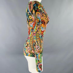 ETRO Size S Multi Color Viscose Blend Paisley Draped Neck Casual Top