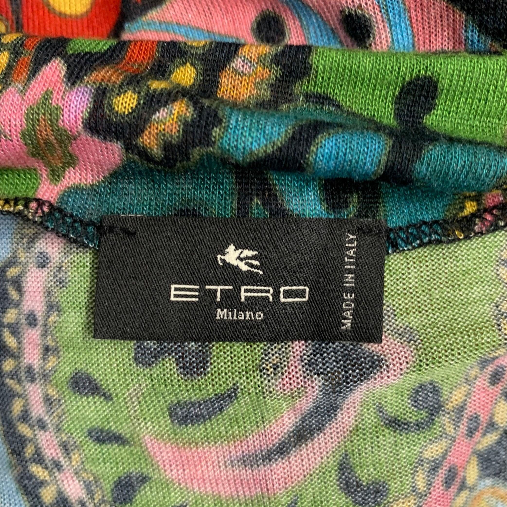 ETRO Size S Multi Color Viscose Blend Paisley Draped Neck Casual Top In Excellent Condition For Sale In San Francisco, CA