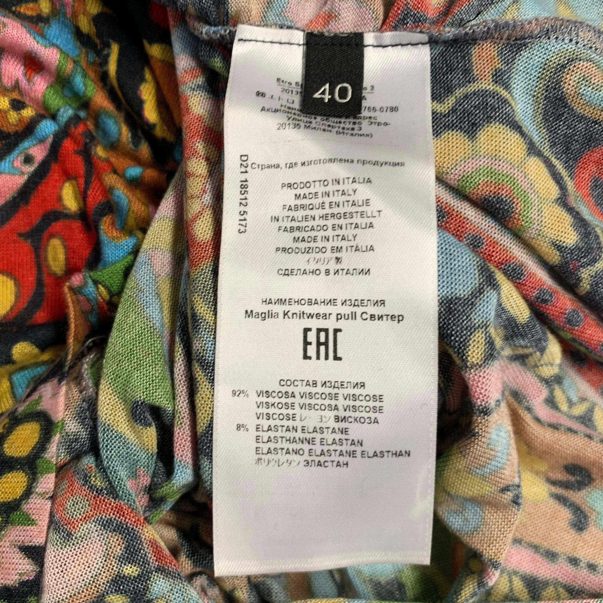 Women's ETRO Size S Multi Color Viscose Blend Paisley Draped Neck Casual Top For Sale