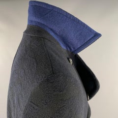 ETRO Taille S Manteau à double boutonnage en laine fleurie abstraite marine