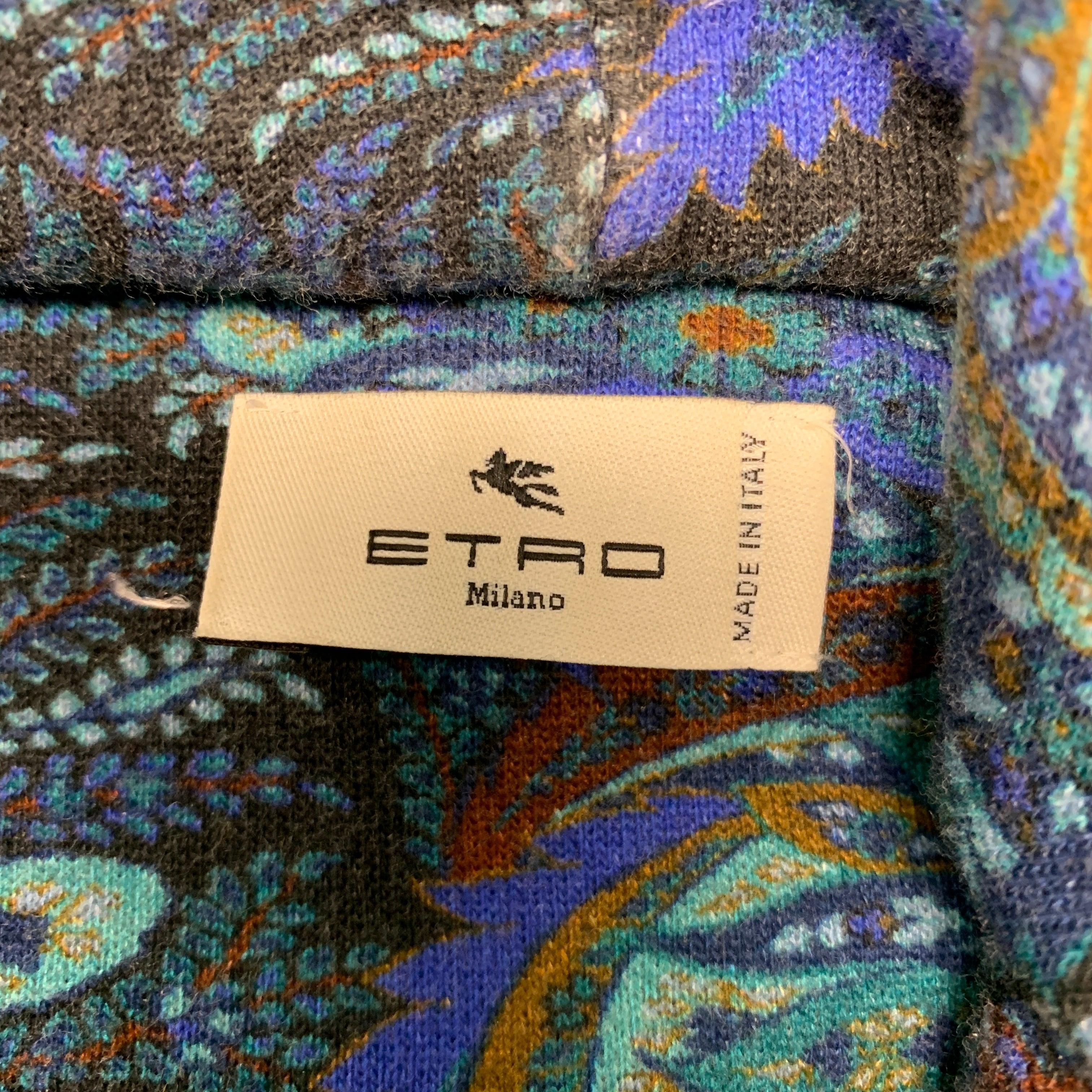 ETRO Größe S Marineblaues Sweatshirt aus Baumwolle mit Kapuze und Paisleymuster im Angebot 2