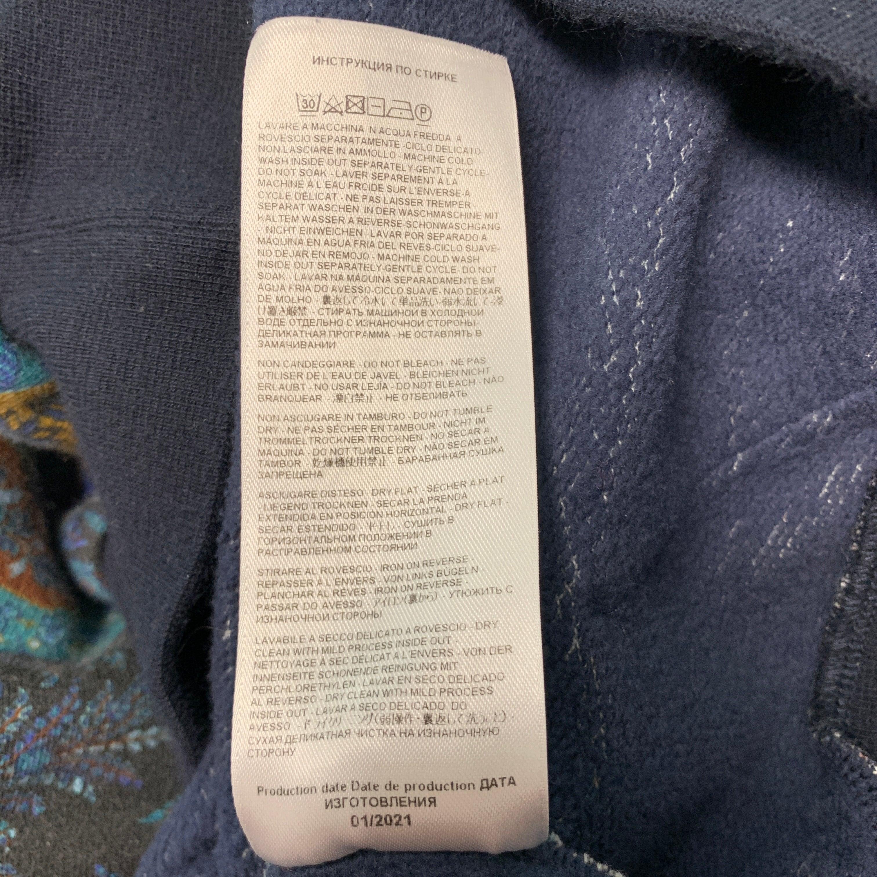 ETRO Größe S Marineblaues Sweatshirt aus Baumwolle mit Kapuze und Paisleymuster im Angebot 4