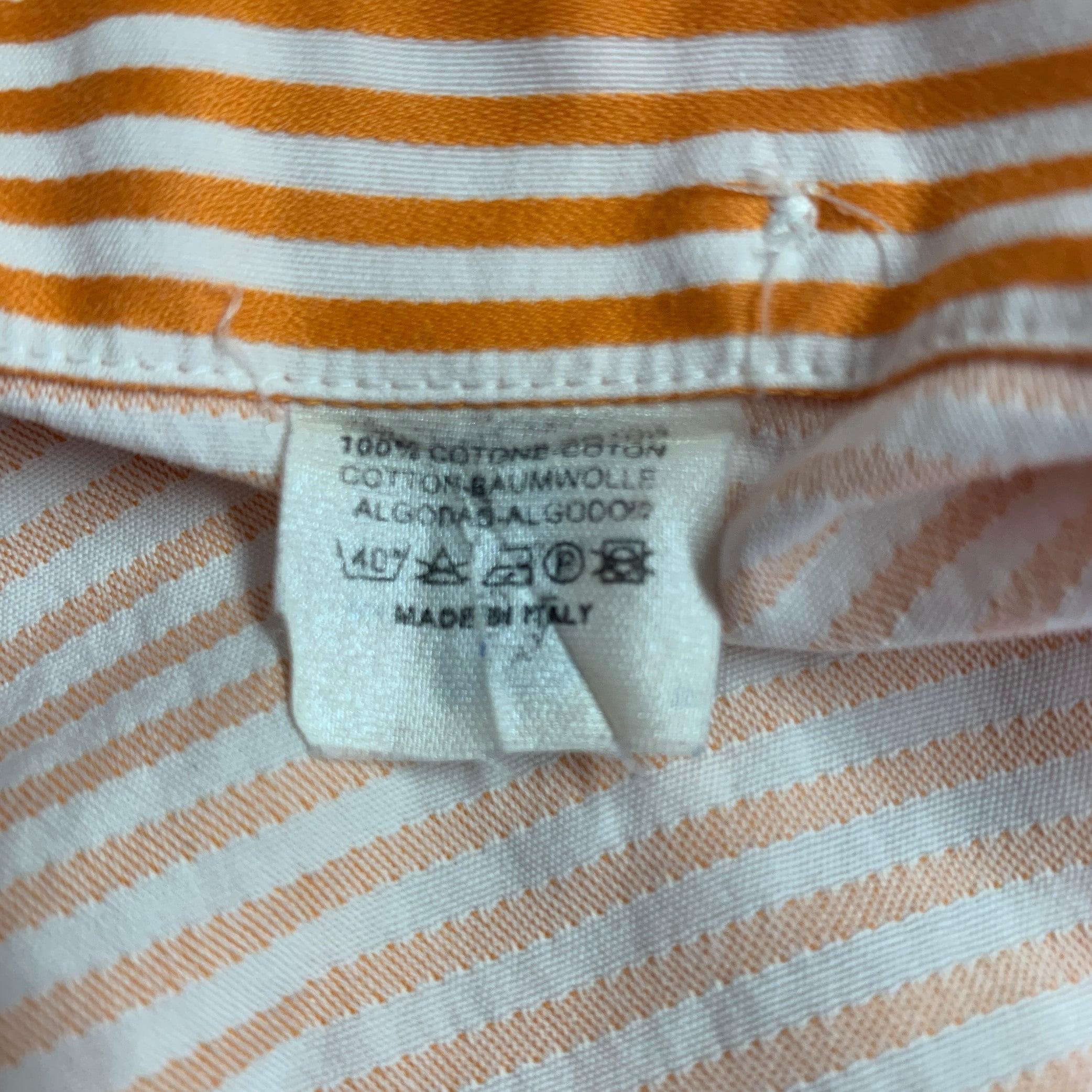ETRO Size S Orange White Cotton Button Up Long Sleeve Shirt For Sale 2