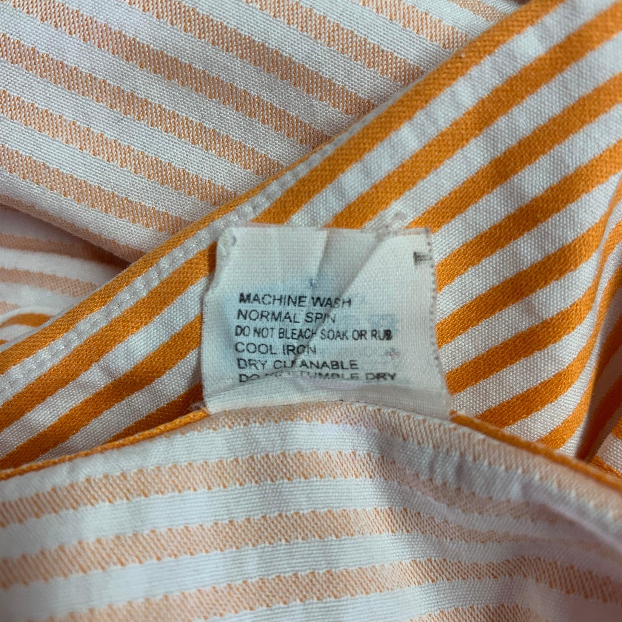 ETRO Size S Orange White Cotton Button Up Long Sleeve Shirt For Sale 3