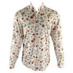 ETRO Size S White Graphic Cotton Long Sleeve Shirt (Chemise à manches longues en coton)