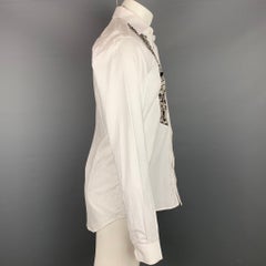 ETRO Size S White & Taupe Mixed Fabrics Cotton Button Up Long Sleeve Shirt