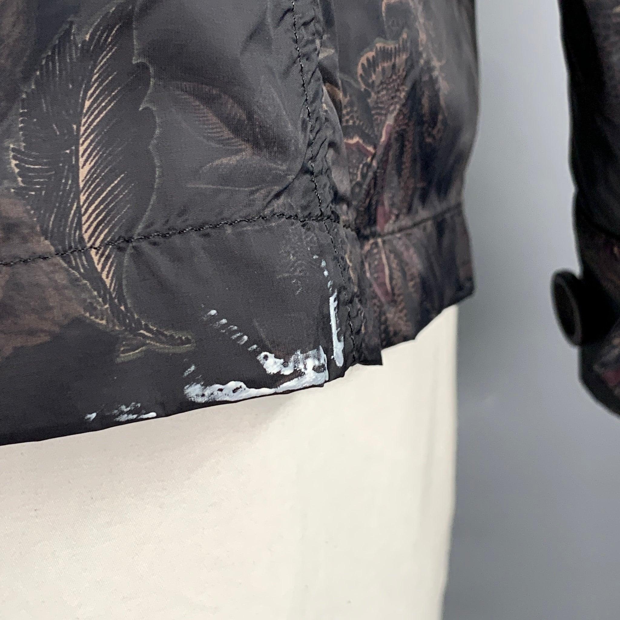ETRO Giacca con spalline in poliammide floreale nera e marrone taglia XL In condizioni buone in vendita a San Francisco, CA