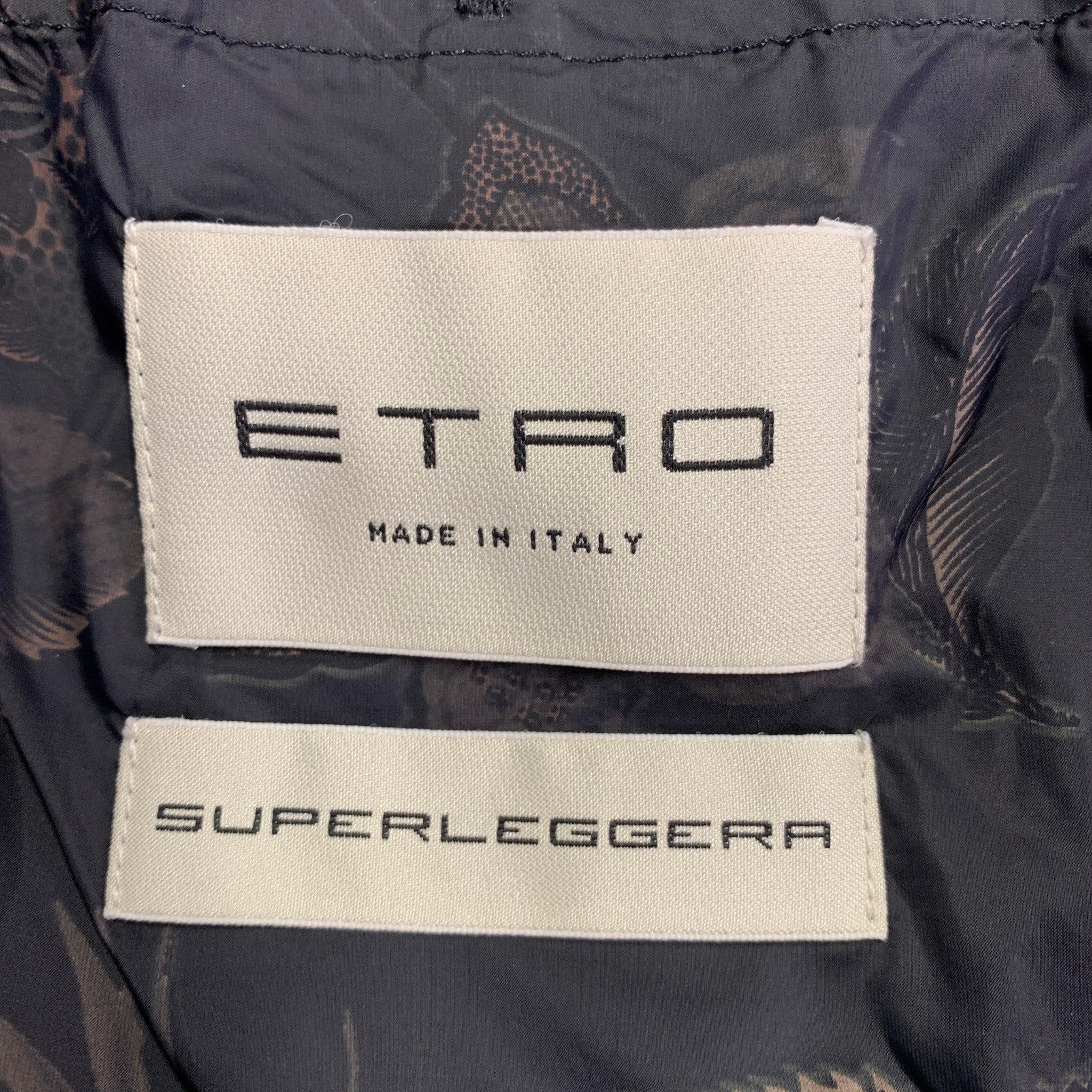 Uomo ETRO Giacca con spalline in poliammide floreale nera e marrone taglia XL in vendita