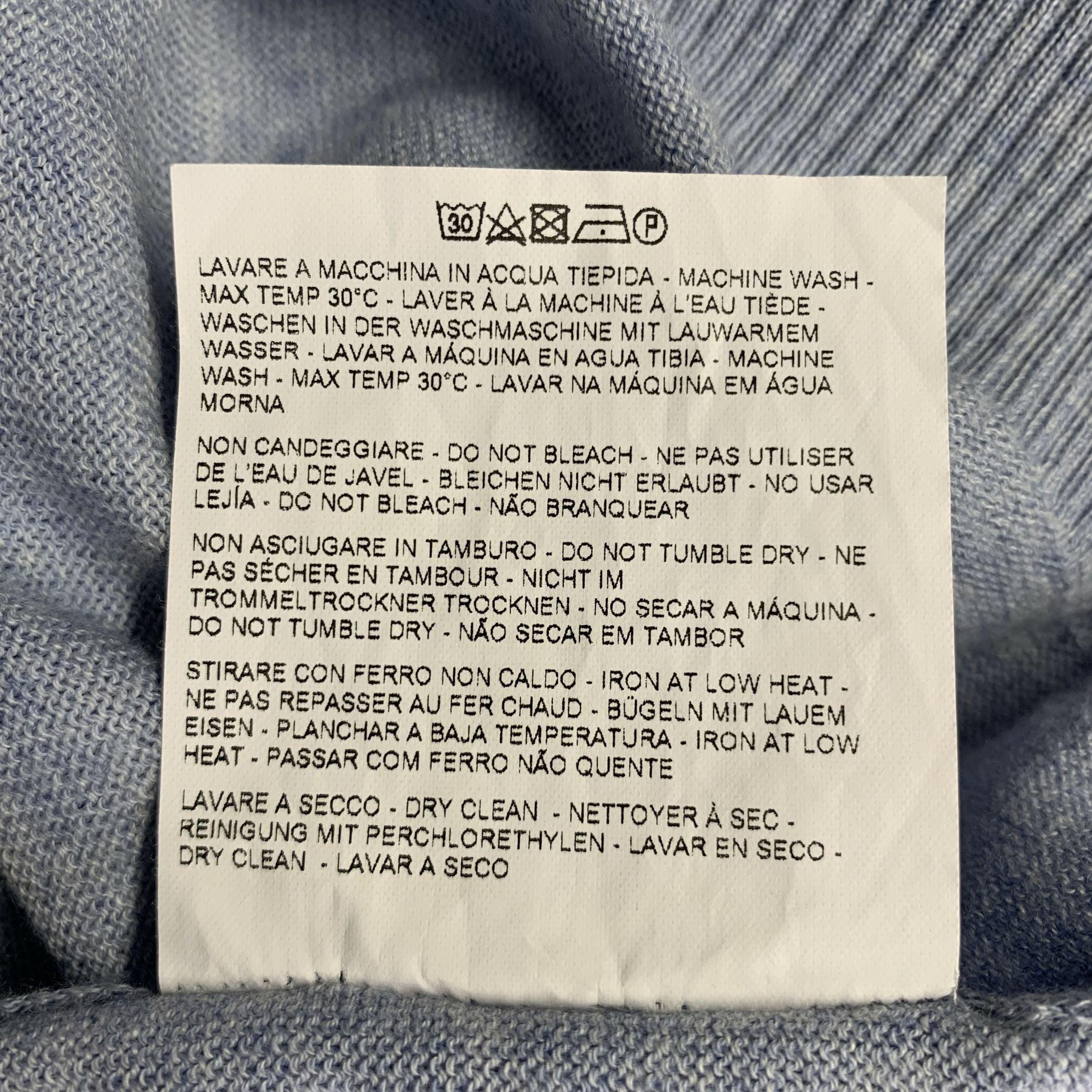 ETRO Size XL Blue White Knitted Cotton Cashmere V-Neck Vest For Sale 1