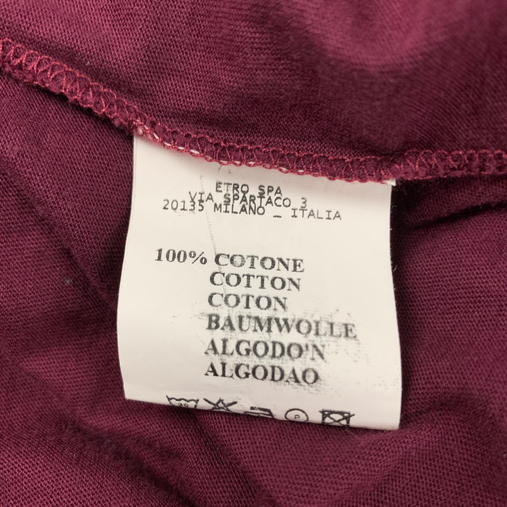 Men's ETRO Size XL Burgundy Cotton Button Up Long Sleeve Shirt For Sale